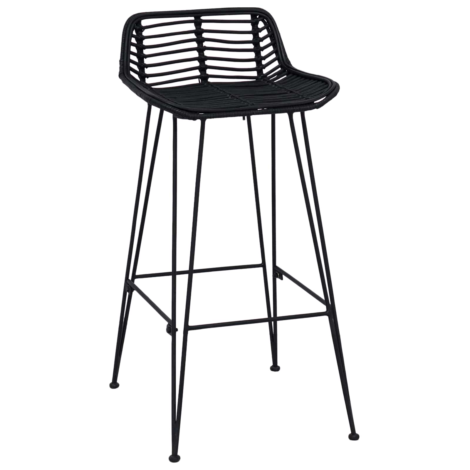 Tabouret de bar 2 pcs Noir 44 x 46 x 91 cm Rattan et Acier - XIOS