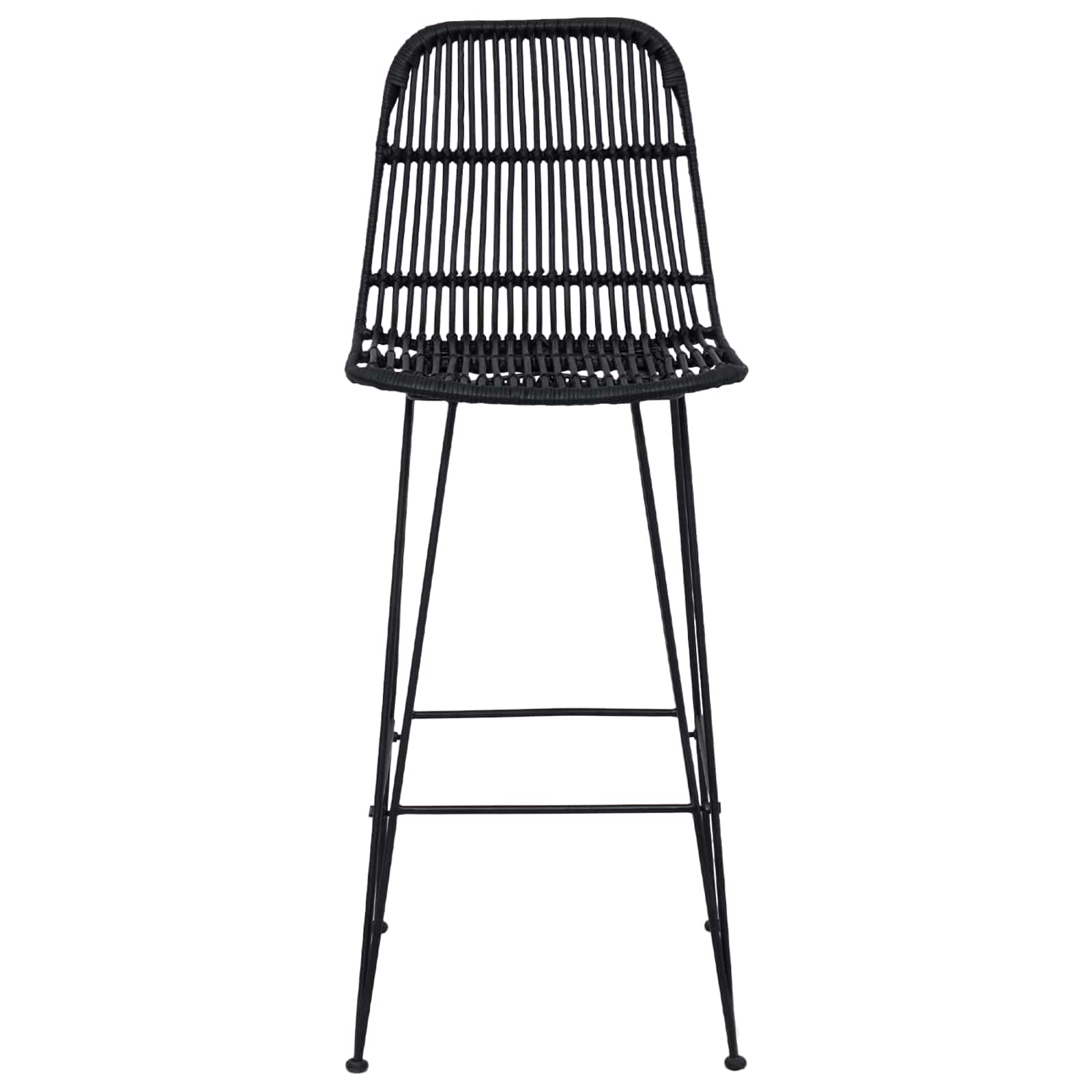 Tabouret de bar 2 pcs Noir 44 x 55 x 109 cm Rattan et Acier - XIOS