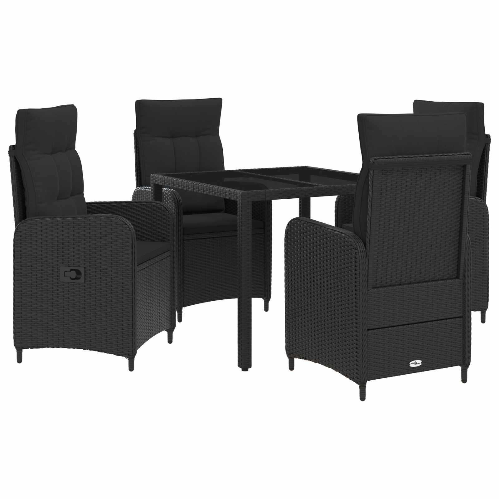 Ensemble de repas extérieur 5 pcs Noir 90 x 90 x 75 cm - XIOS