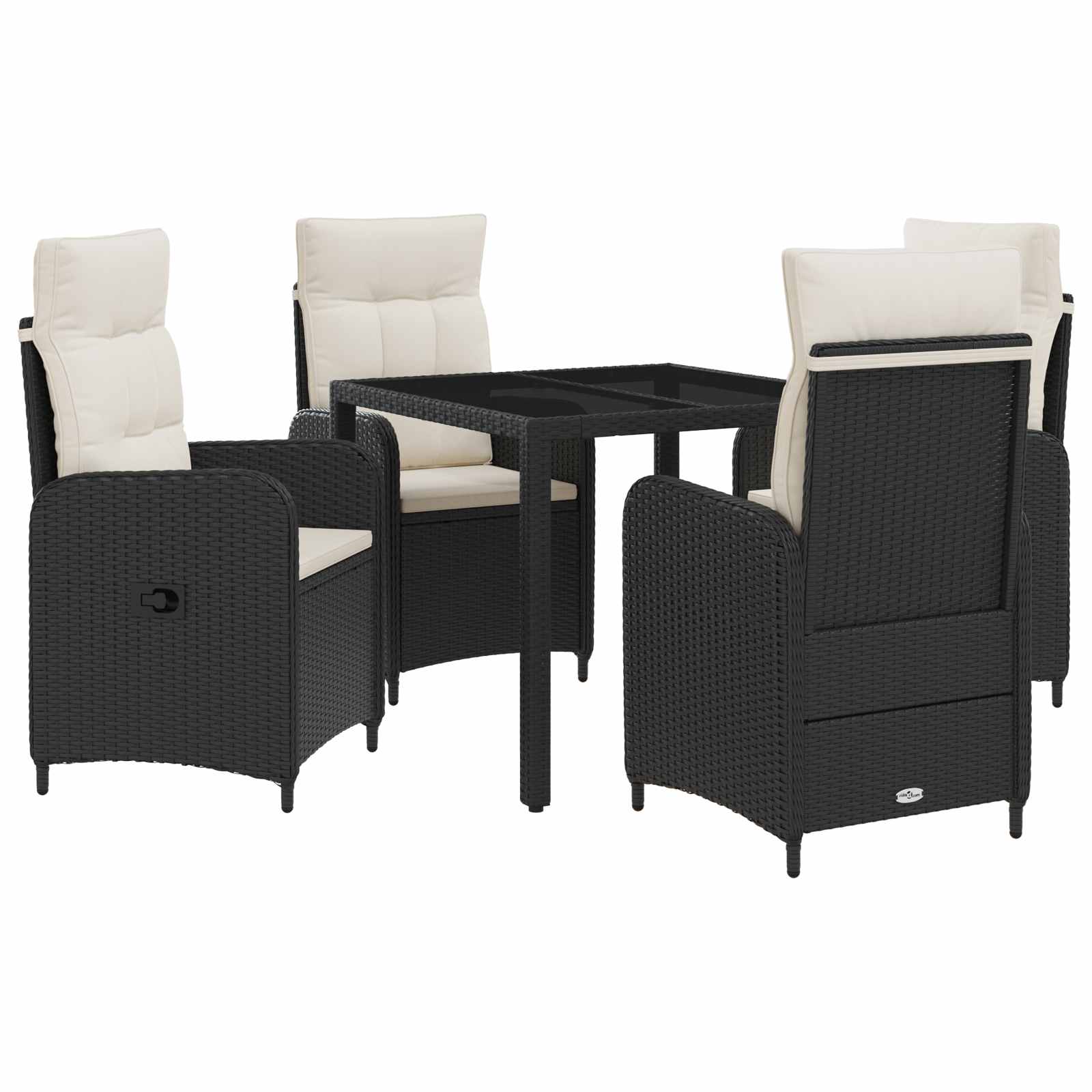 Ensemble de repas extérieur 5 pcs Noir et blanc crème - XIOS