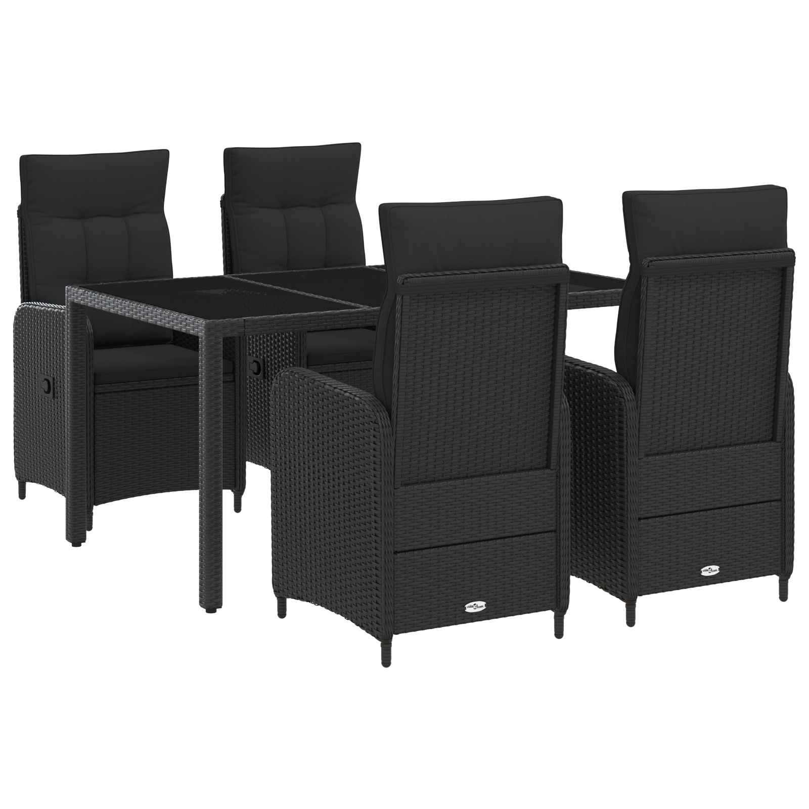 Ensemble de repas extérieur 5 pcs Noir 150 x 90 x 75 cm - XIOS