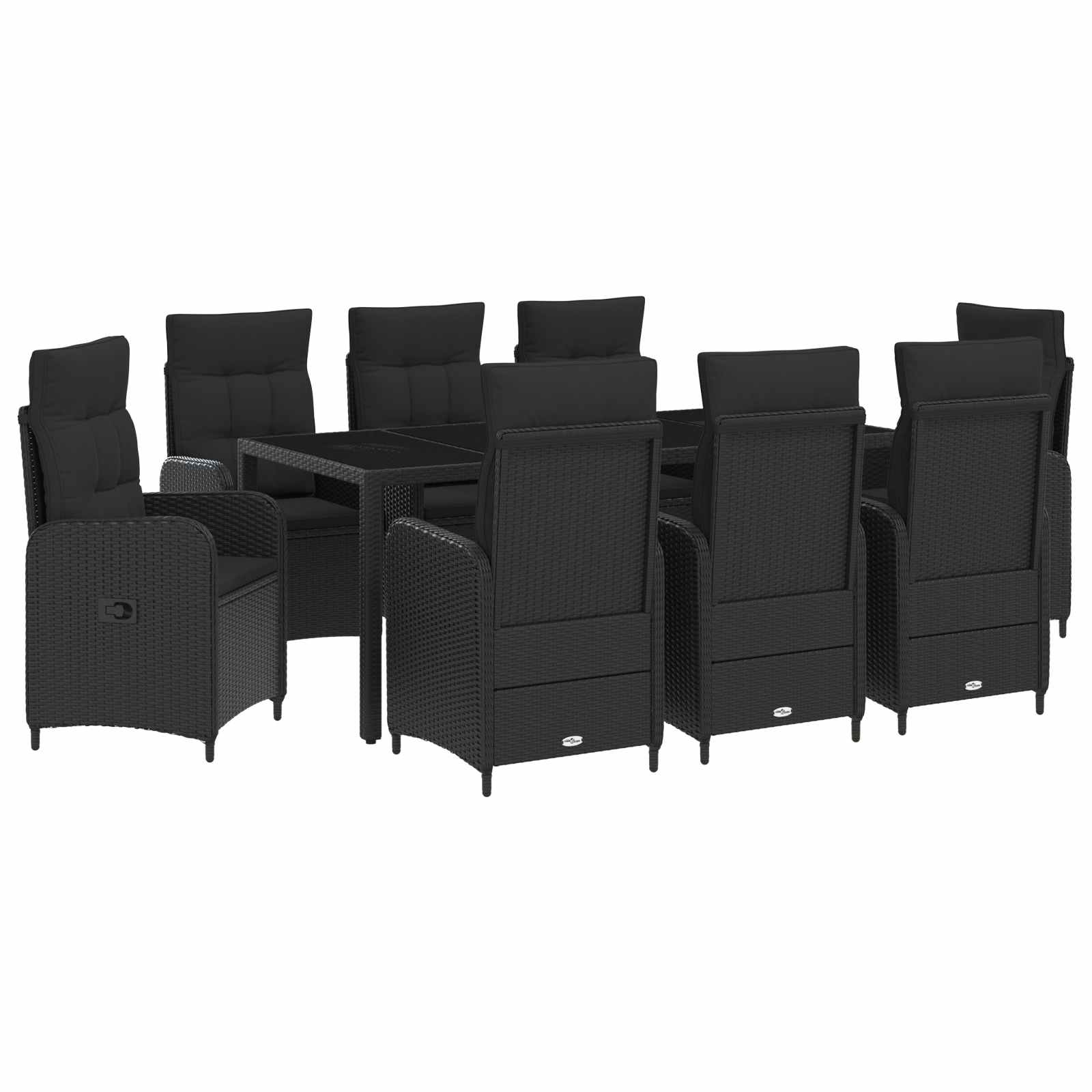 Ensemble de repas extérieur 9 pcs Noir 190 x 90 x 75 cm - XIOS
