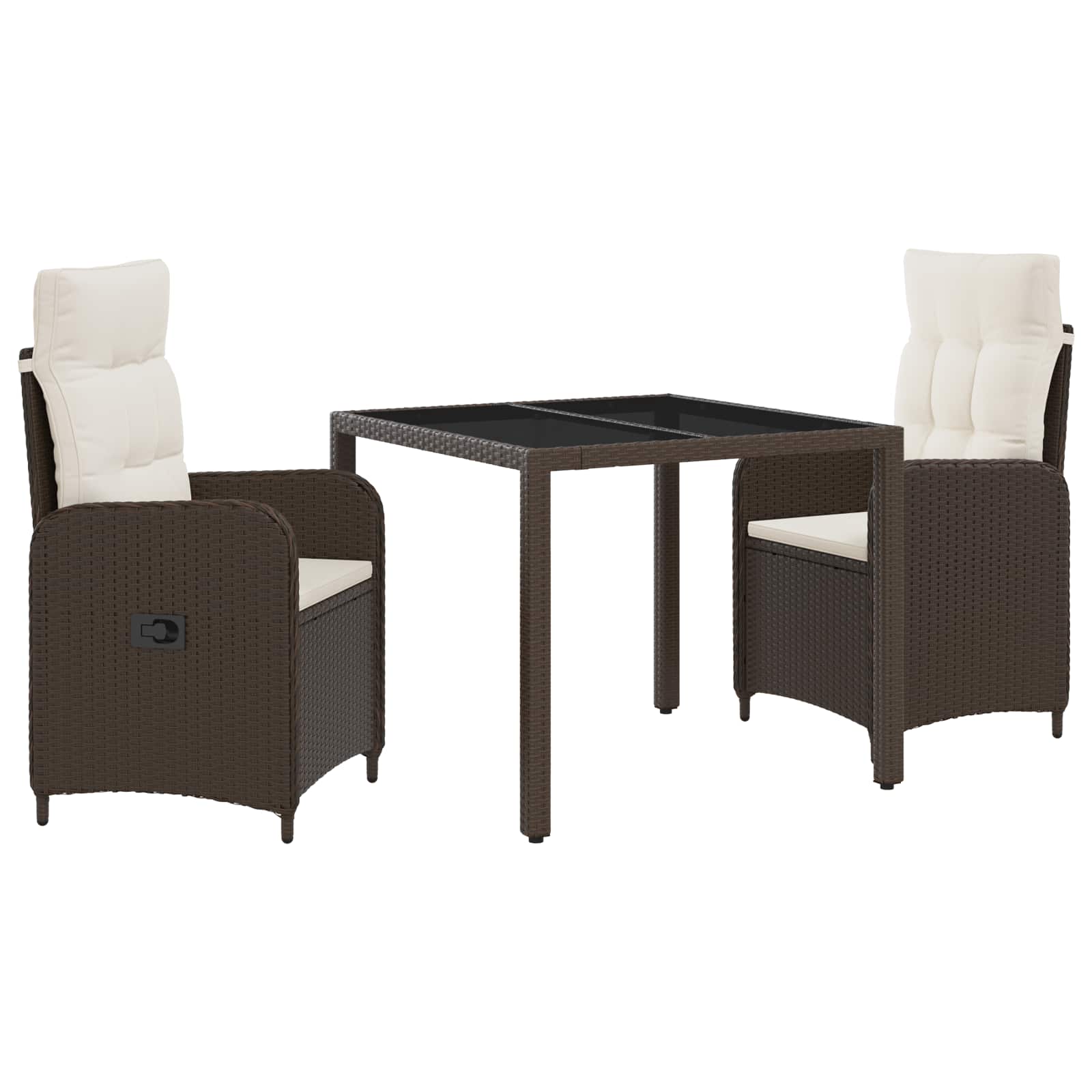 Ensemble de repas extérieur 3 pcs Marron et crème blanche - XIOS