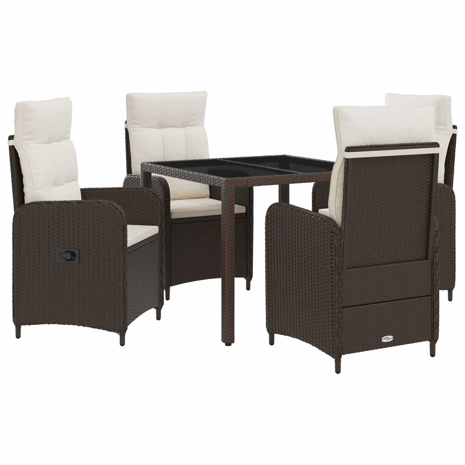 Ensemble de repas extérieur 5 pcs Marron et crème blanche - XIOS