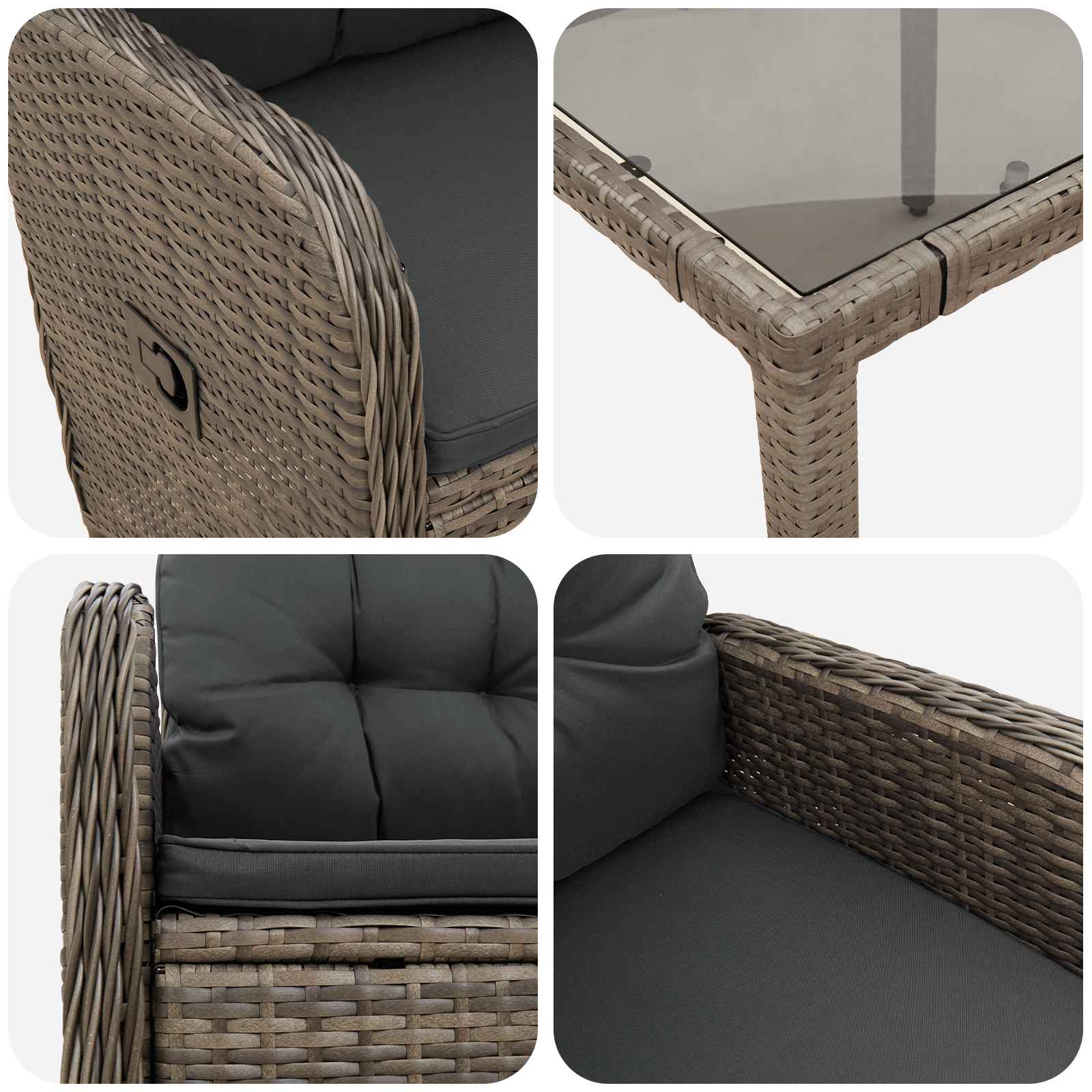 Ensemble de repas extérieur 3 pcs Gris clair et gris foncé - XIOS