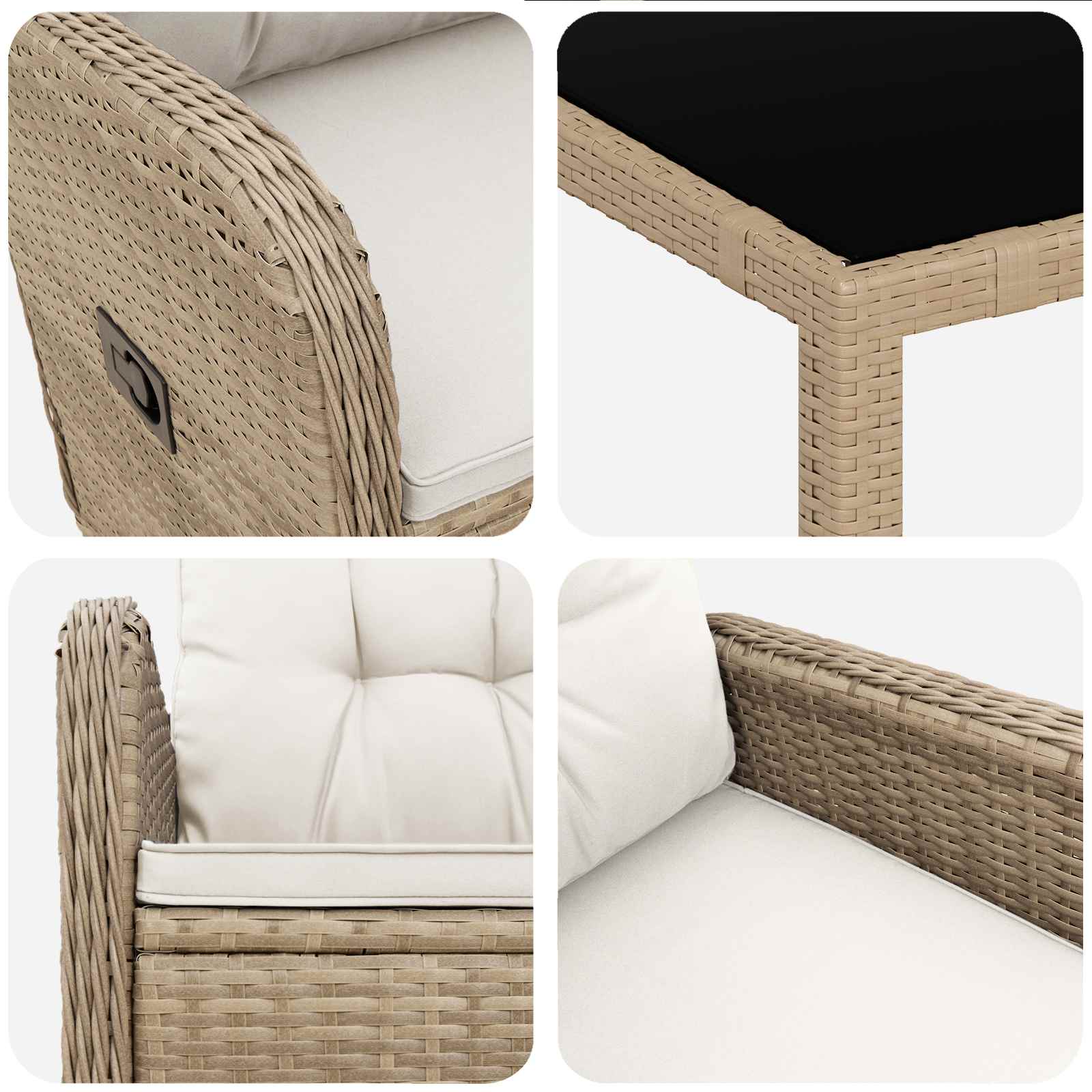 Ensemble de repas extérieur 5 pcs Beige et blanc crème - XIOS
