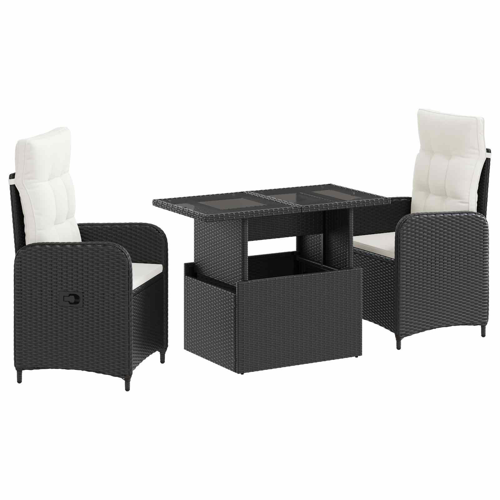 Ensemble de repas extérieur 3 pc Noir et blanc crème polyrotin