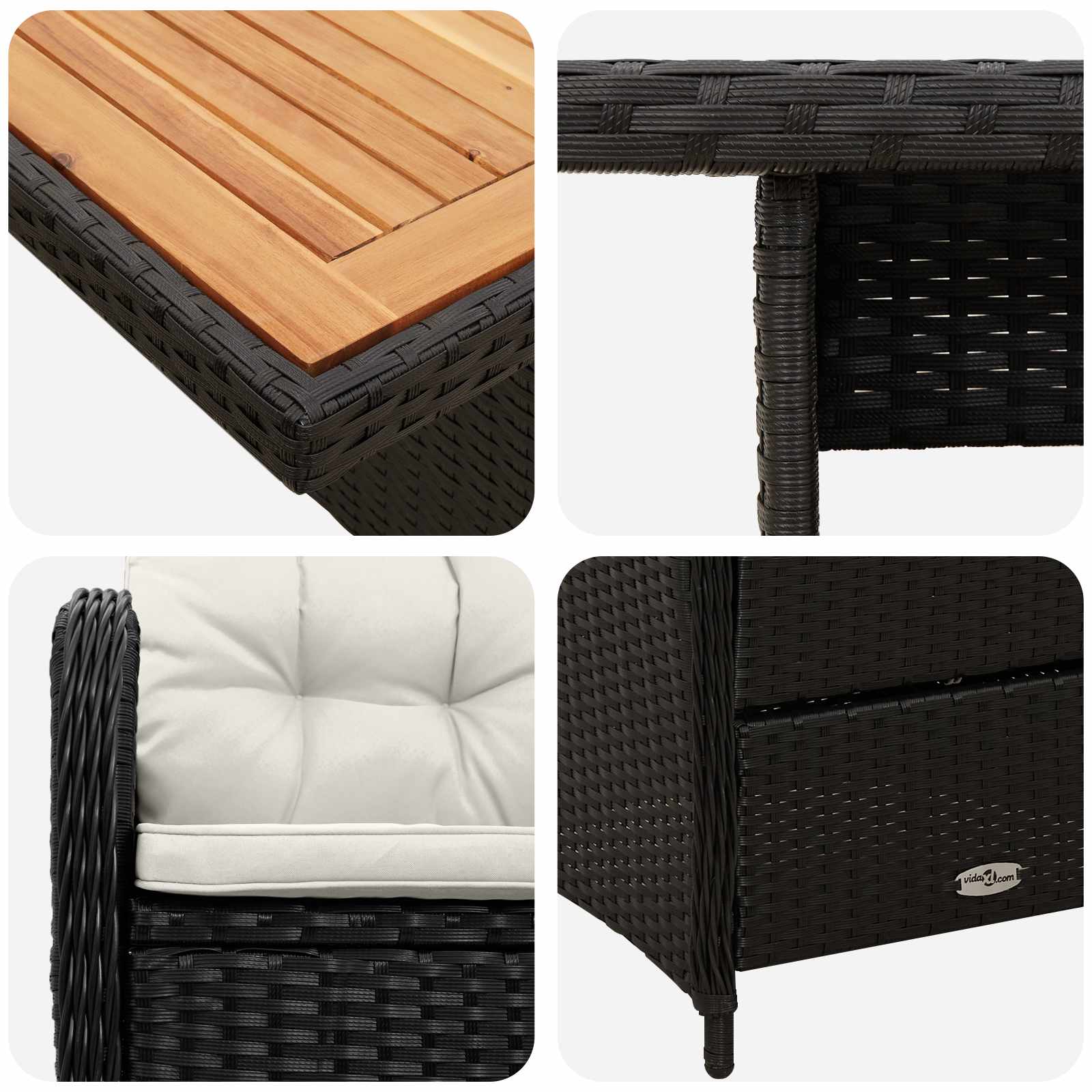 Ensemble de repas extérieur 5 pcs Noir et blanc crème - XIOS
