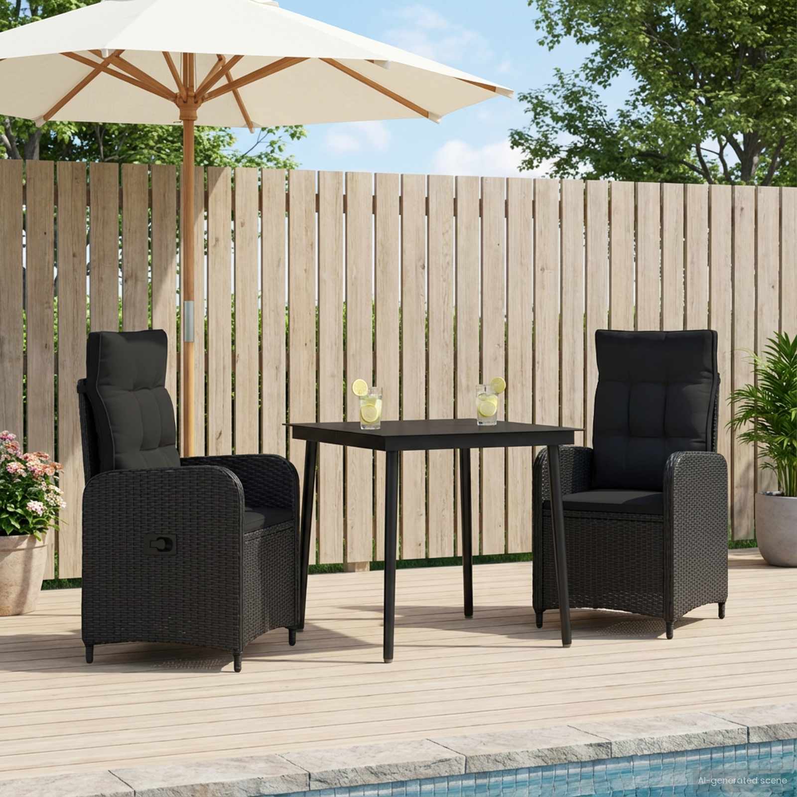 Ensemble de Tables Basses avec coussin avec oreiller 3 pcs Noir - XIOS
