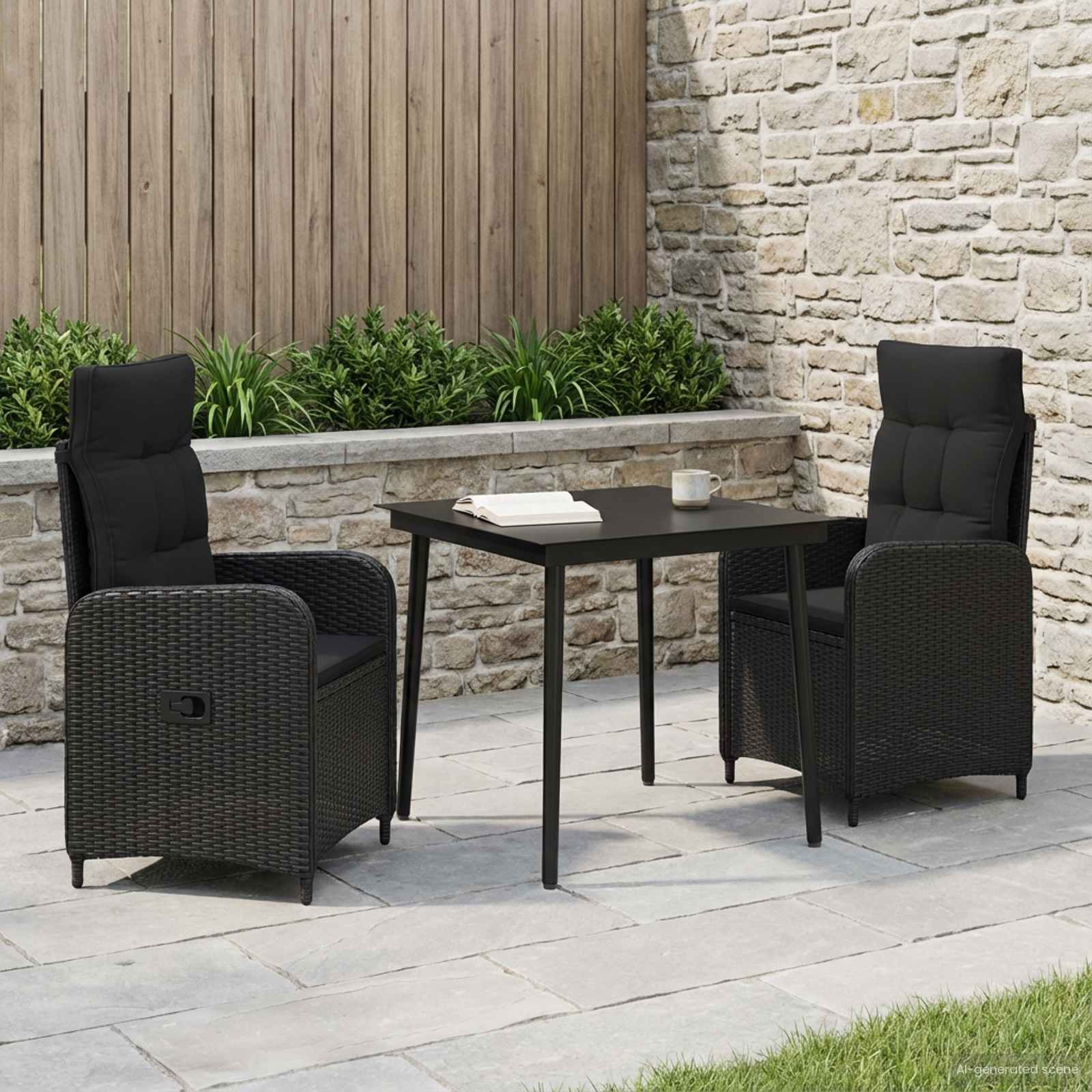 Ensemble de Tables Basses avec coussin avec oreiller 3 pcs Noir - XIOS