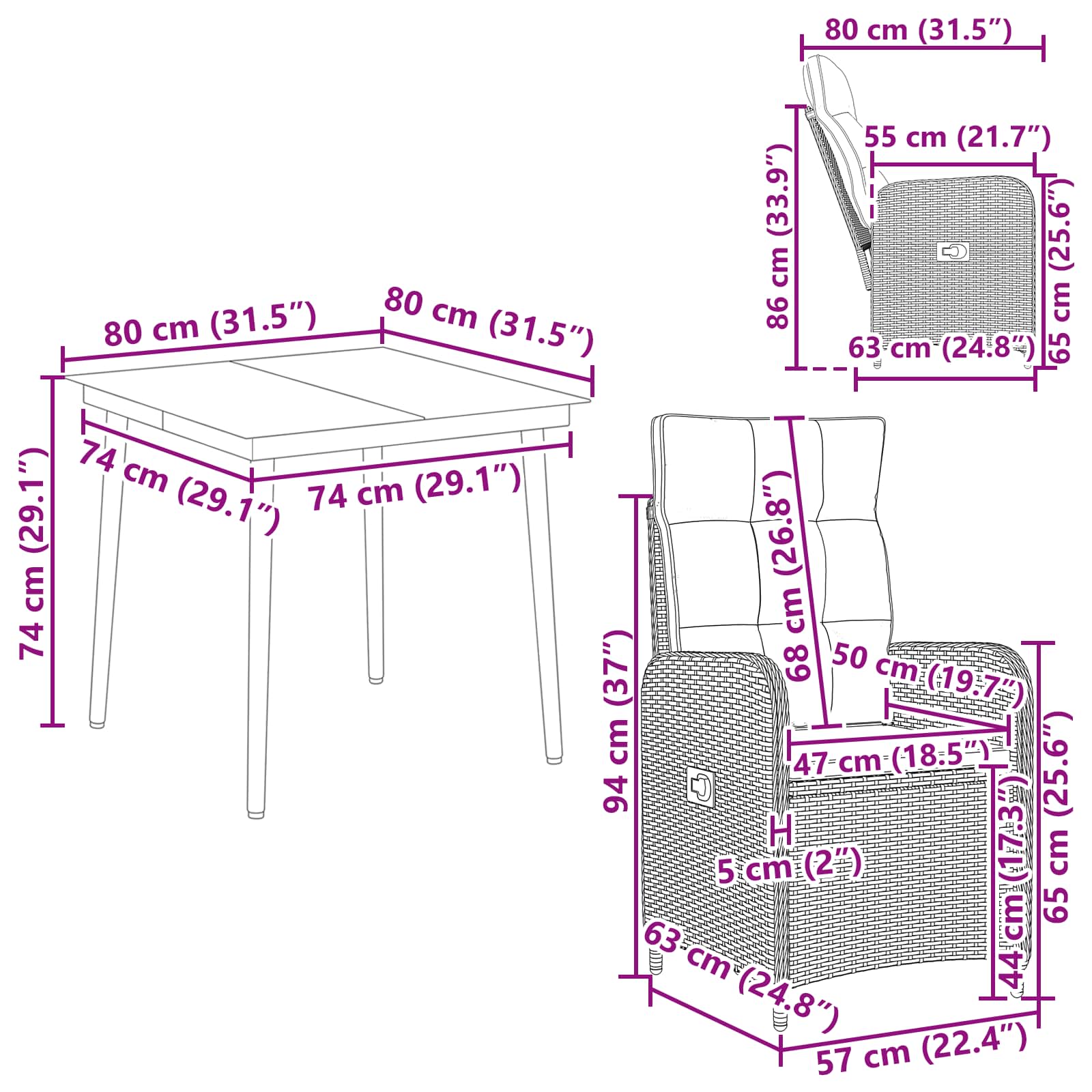 Ensemble de Tables Basses avec coussin avec oreiller 5 pcs