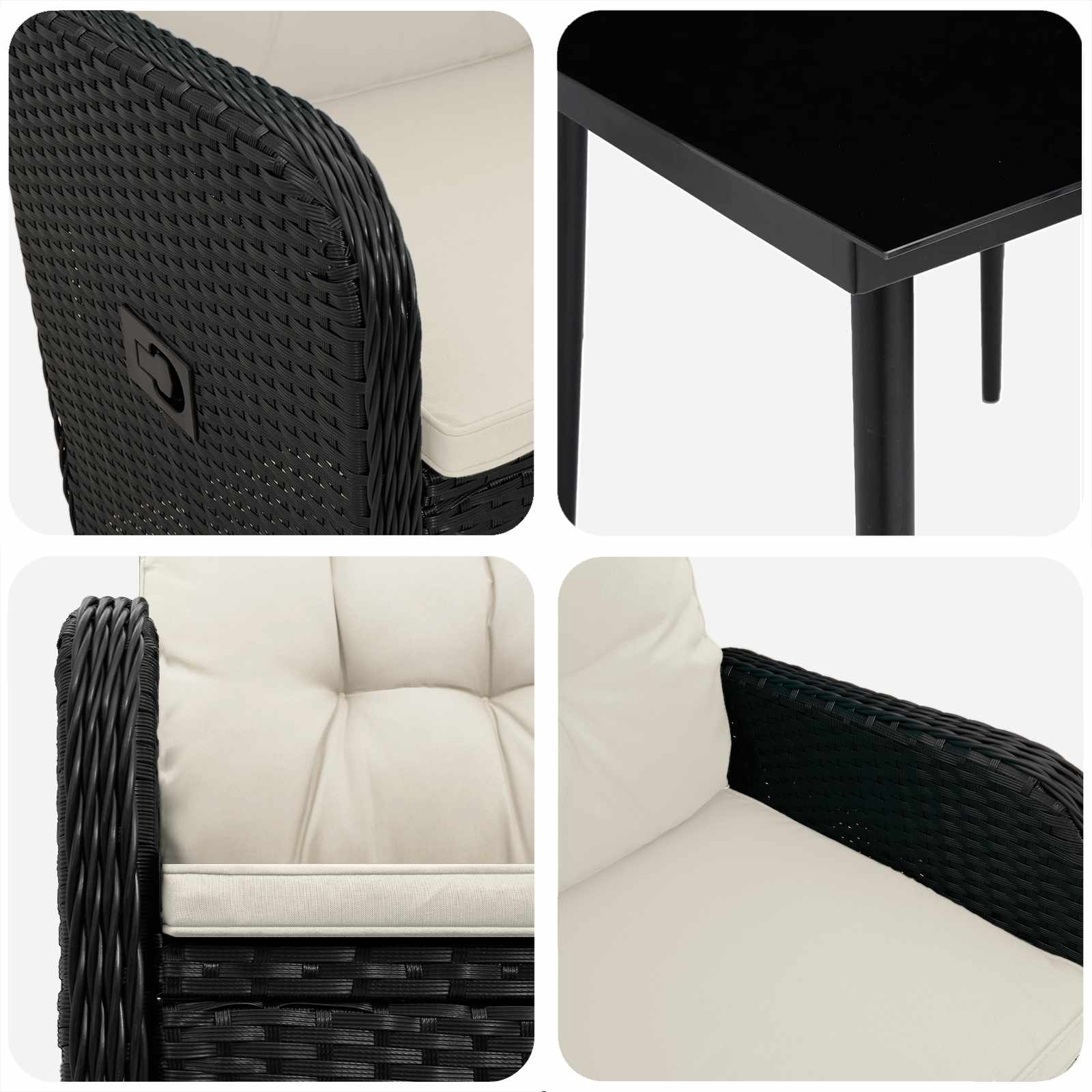 Ensemble de Tables Basses 5 pcs Noir et blanc crème - XIOS