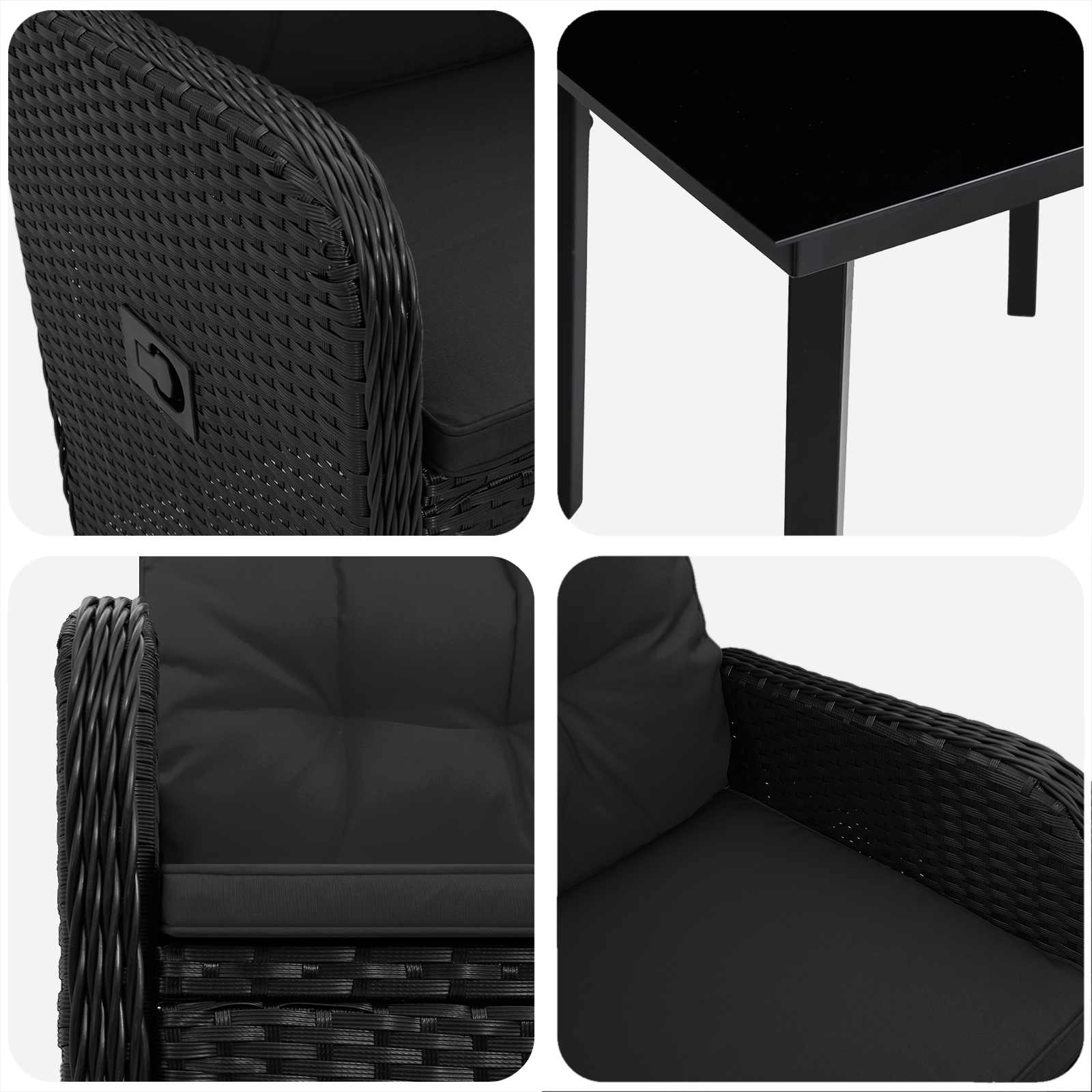 Ensemble de Tables Basses avec coussin avec oreiller 3 pcs Noir - XIOS