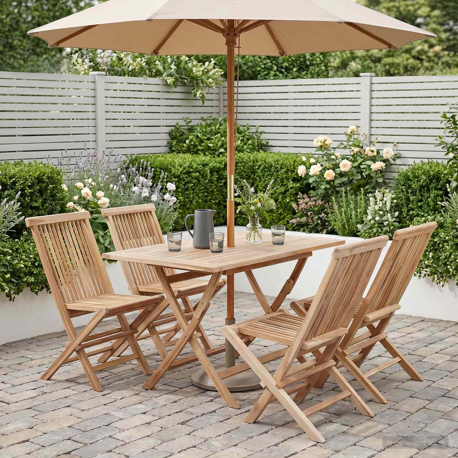 Ensemble de meubles de jardin 5 pc Naturel Bois de teck massif - XIOS