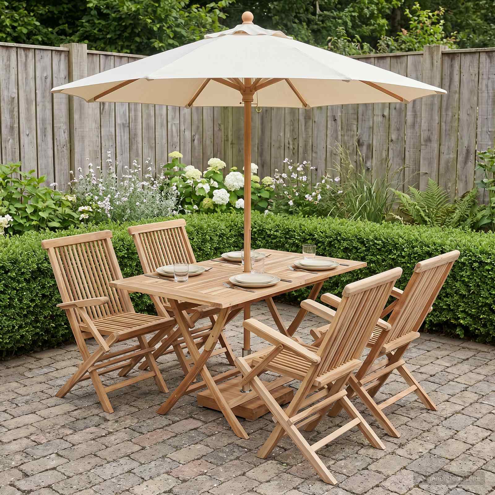 Ensemble de meubles de jardin 5 pc Naturel Bois de teck massif - XIOS