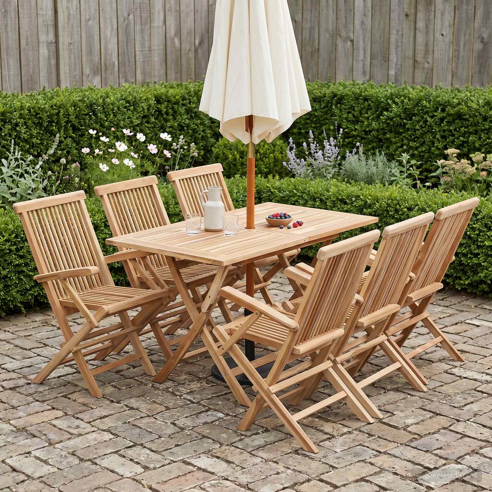 Ensemble de meubles de jardin 7 pc Naturel Bois de teck massif - XIOS