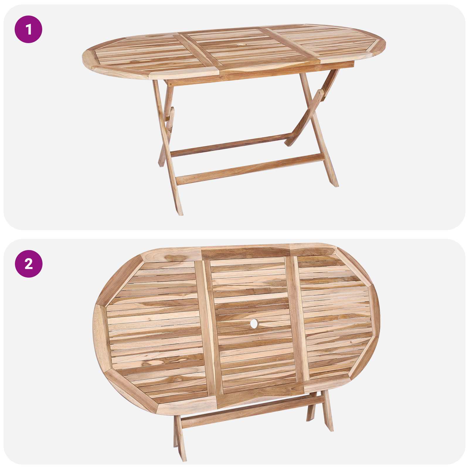 Ensemble de meubles de jardin 7 pc Naturel Bois de teck massif - XIOS