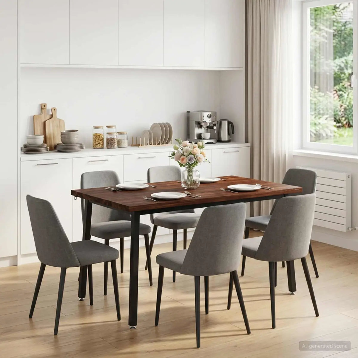 Table à manger en bord vivant 140 x 90 x 75 cm Marron foncé - XIOS