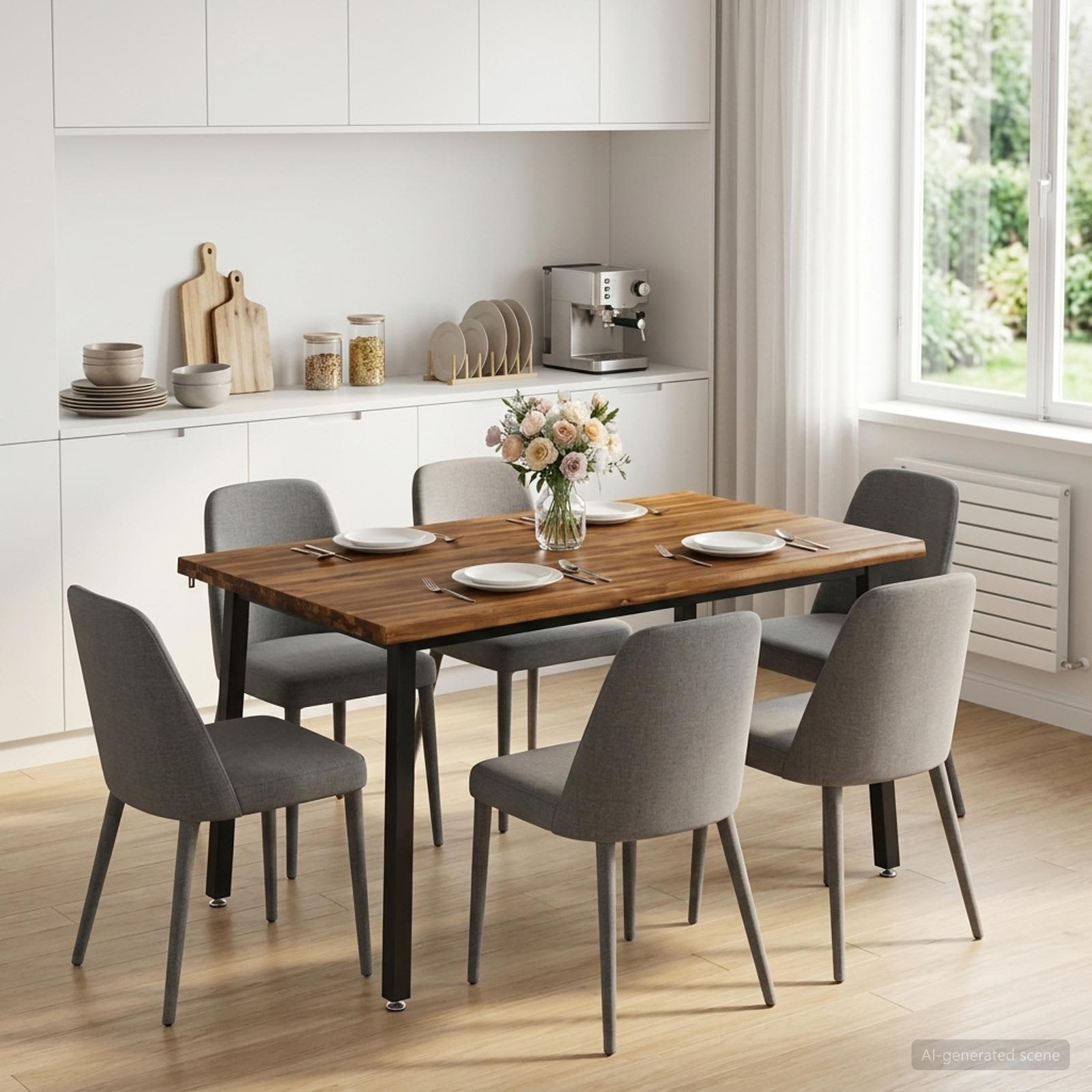 Table à manger en bord vivant 140 x 90 x 75 cm Naturel