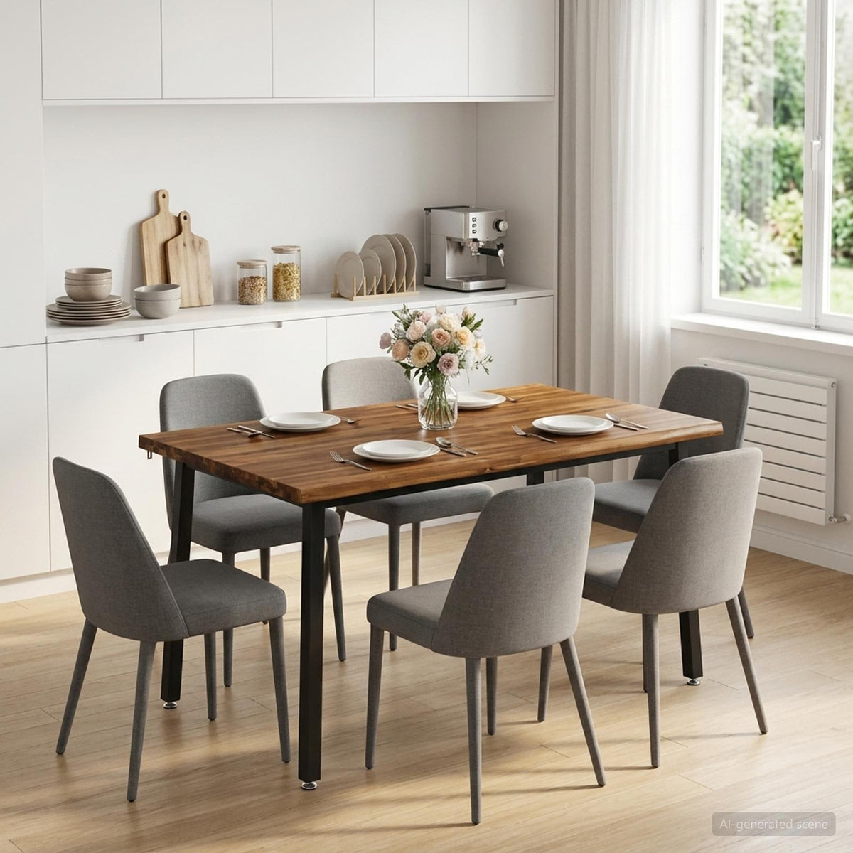 Table à manger en bord vivant 140 x 90 x 75 cm Naturel