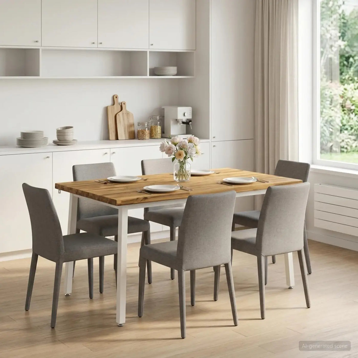 Table à manger en bord vivant 140 x 90 x 75 cm Blanc - XIOS