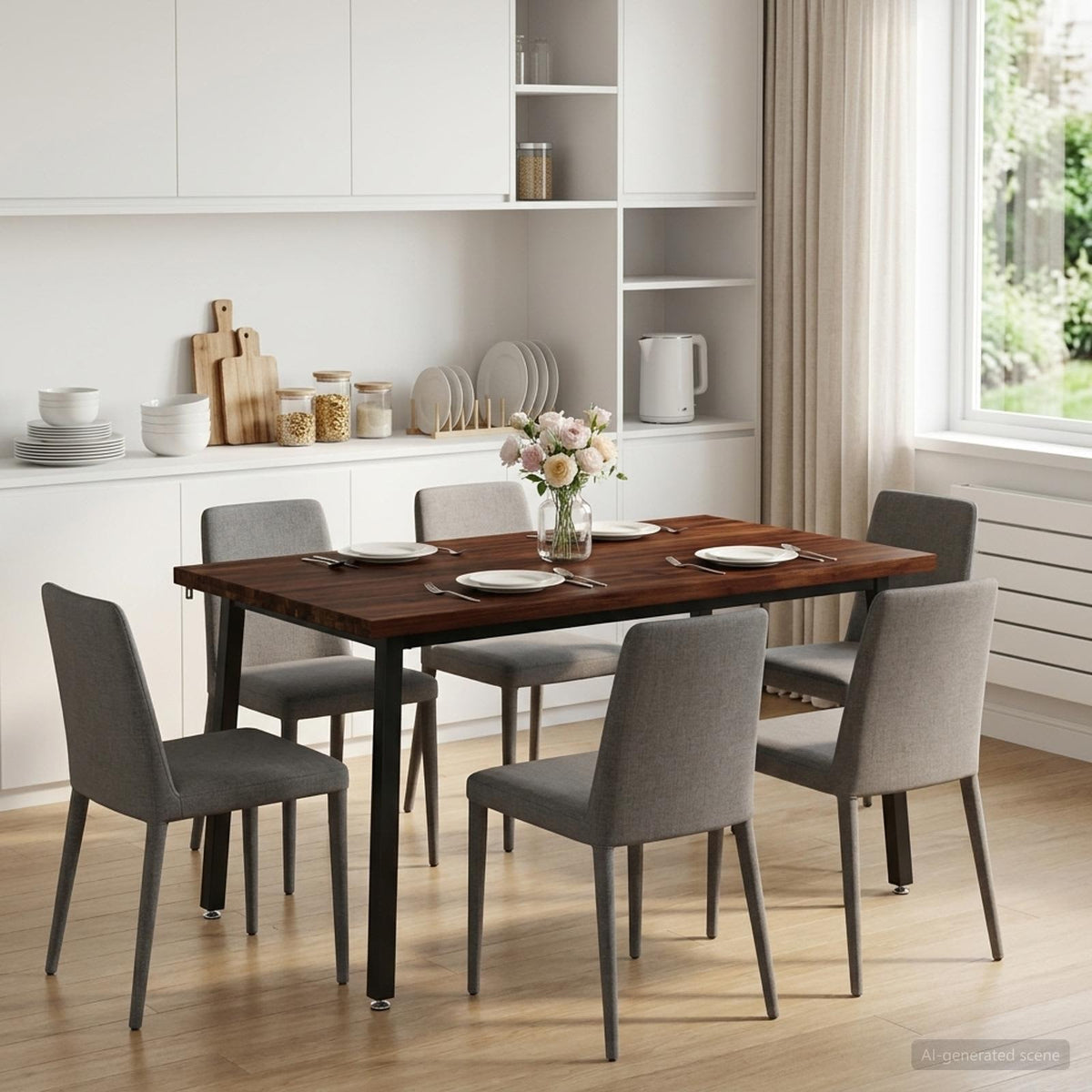 Table à manger carrée 140 x 90 x 75 cm Bois d'Acacia Massif