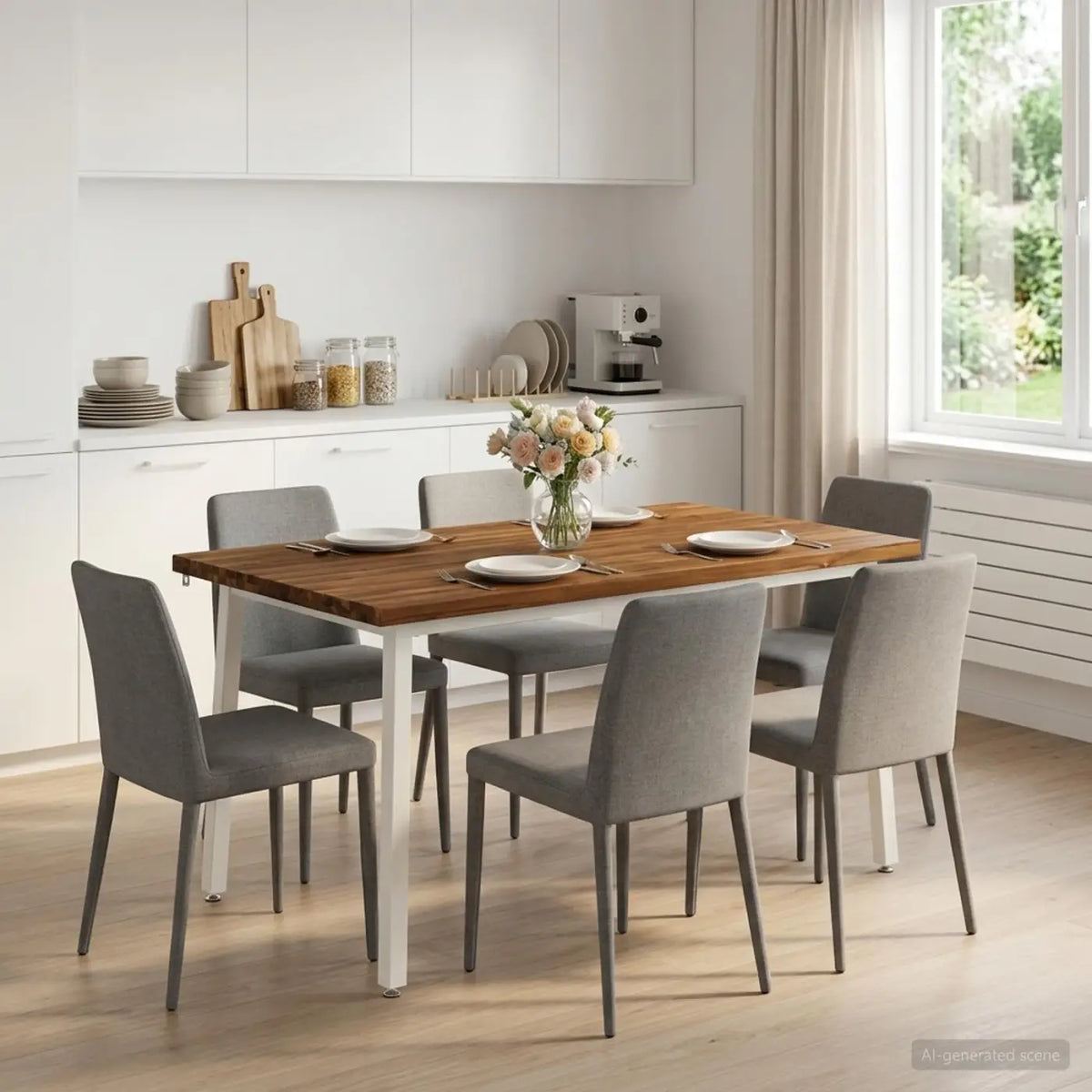 Table à manger carrée 140 x 90 x 75 cm Bois d’Acacia Massif - XIOS