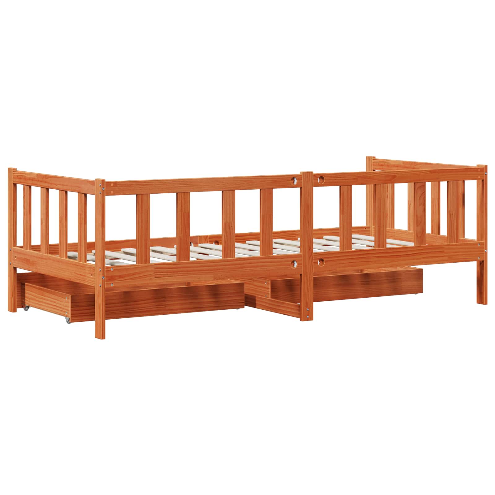 Lit d'appoint avec tiroir 3 pcs Cire marron Bois de Pin Massif - XIOS
