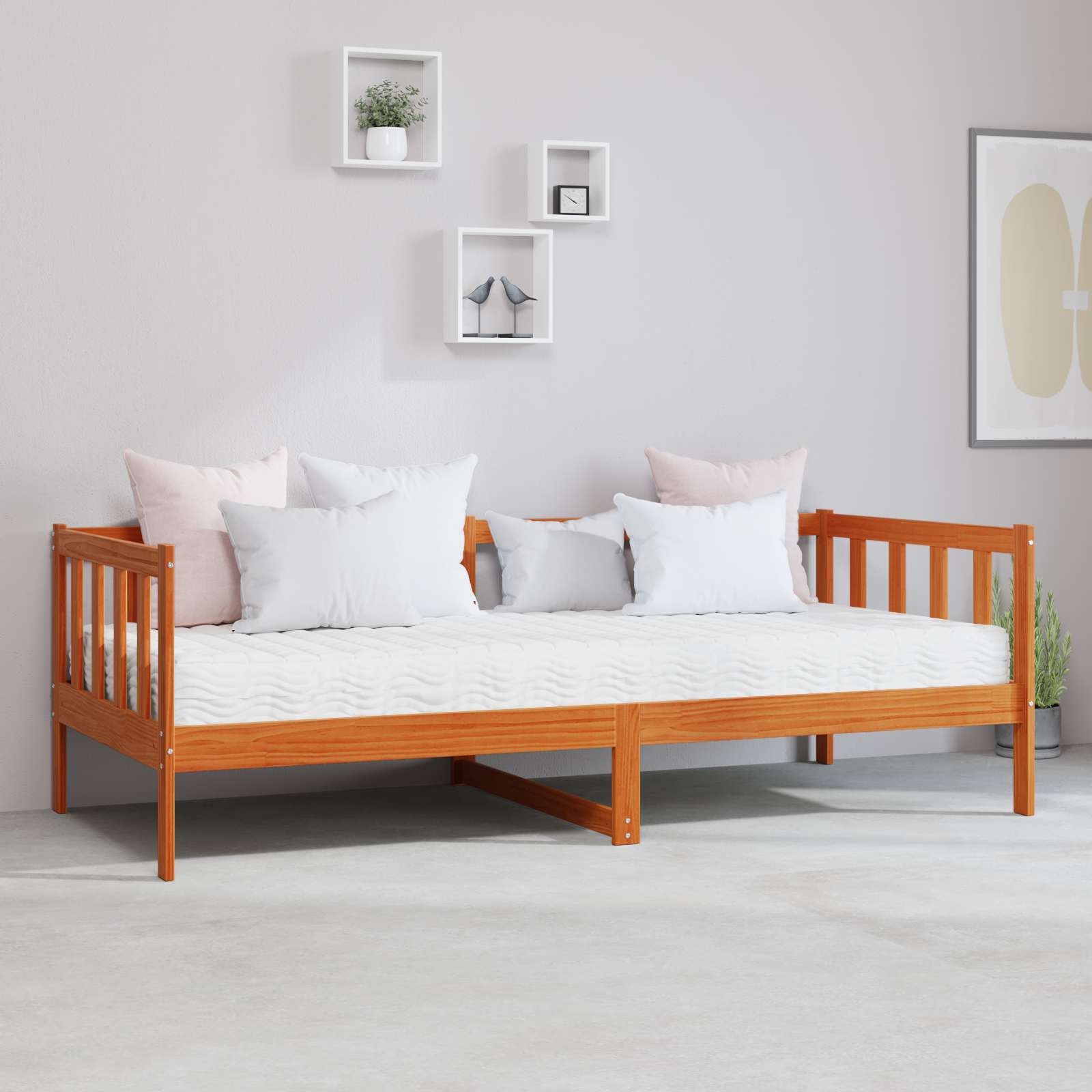 Lit d'appoint avec matelas Brun ciré et blanc 90 x 200 cm - XIOS
