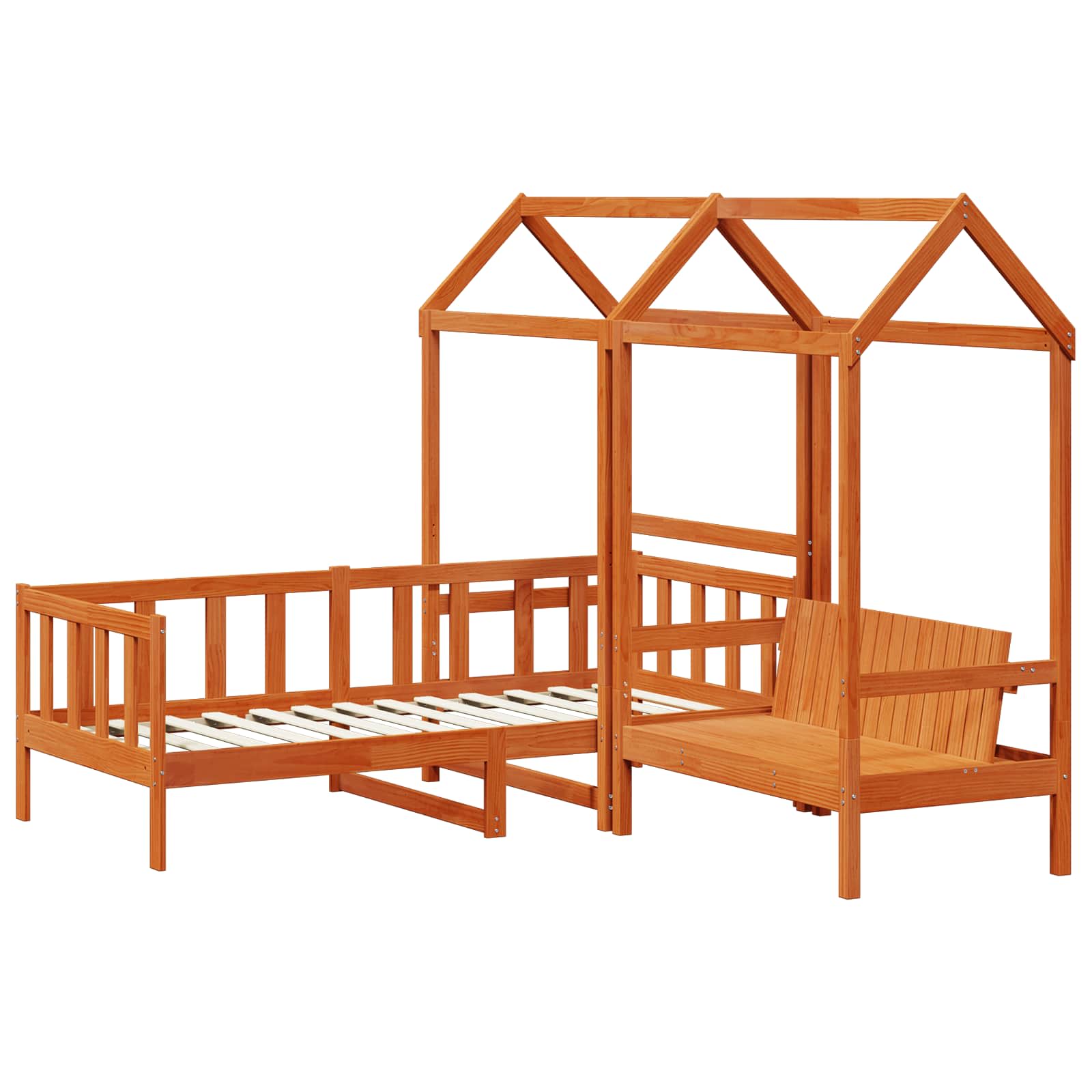 Ensemble Lit de Jour Brun Ciré 90 x 200 cm Pin massif - XIOS