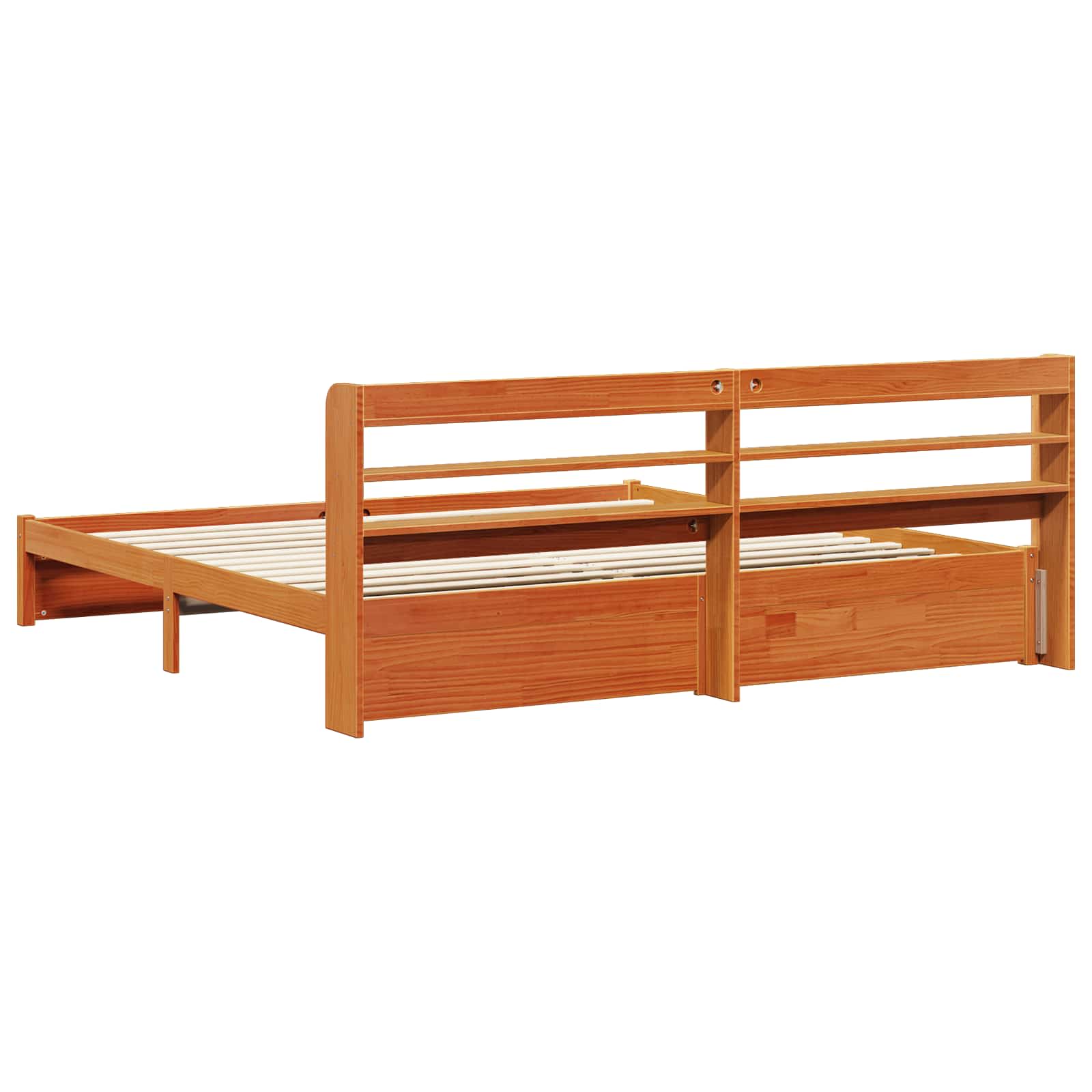 Cadre de lit avec stockage 2 pcs Cire marron Bois de Pin Massif - XIOS