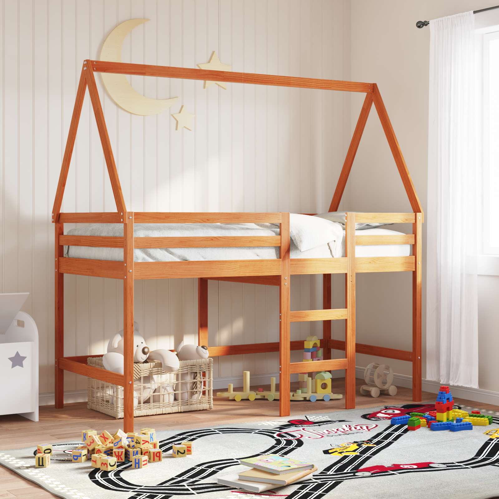 Cadre de lit mezzanine Brun Ciré 90 x 190 cm Pin massif - XIOS