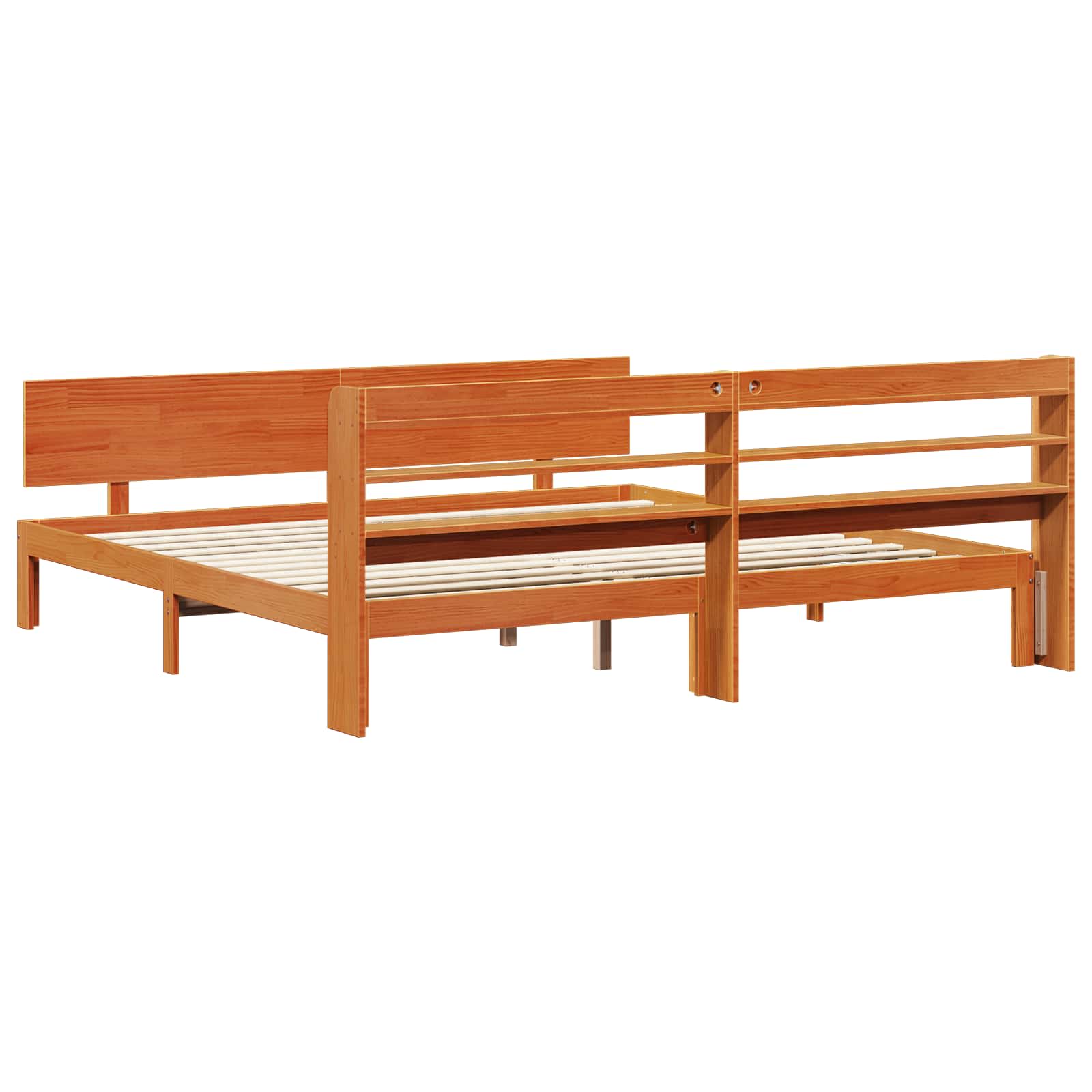 Cadre de lit avec stockage 2 pcs Cire marron Bois de Pin Massif - XIOS