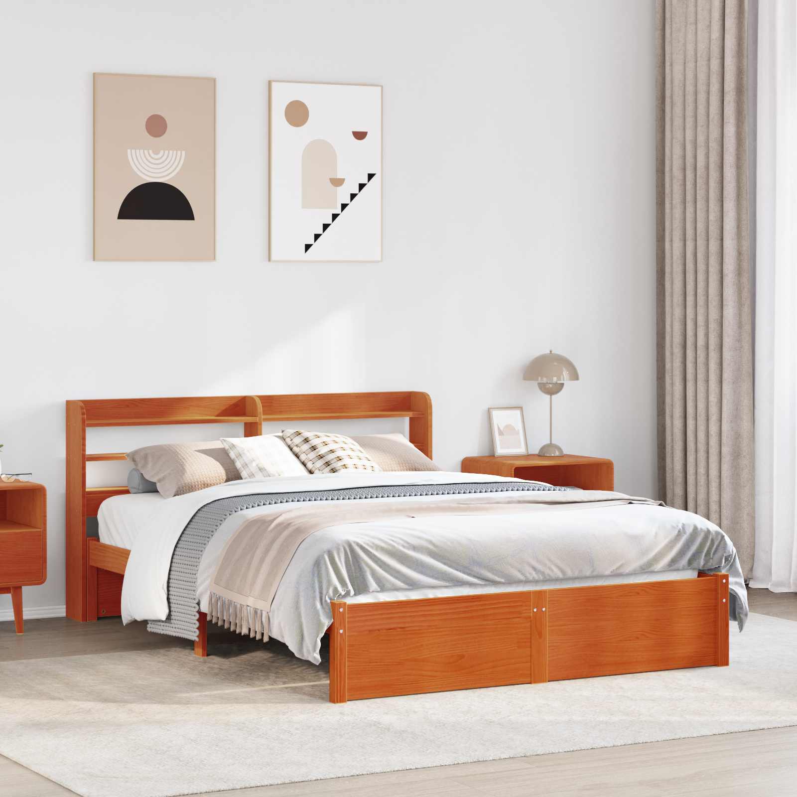 Cadre de lit avec stockage 2 pcs Cire marron Bois de Pin Massif - XIOS