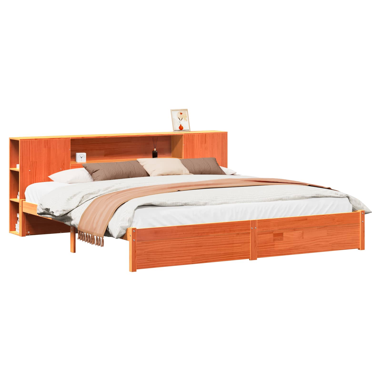 Cadre de lit avec tête de lit de rangement 2 pcs Cire marron - XIOS