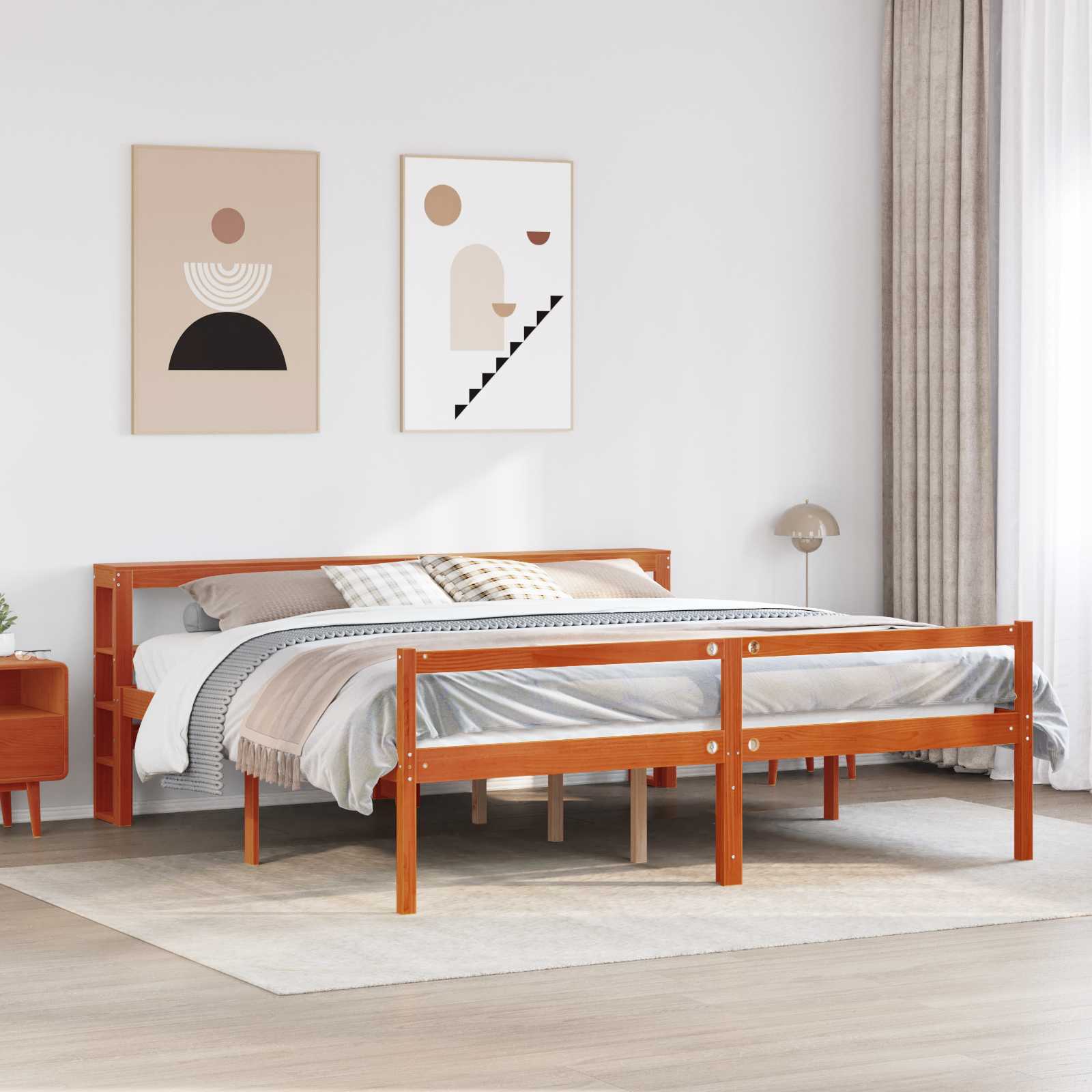 Cadre de lit avec stockage 2 pcs Cire marron Bois de Pin Massif - XIOS