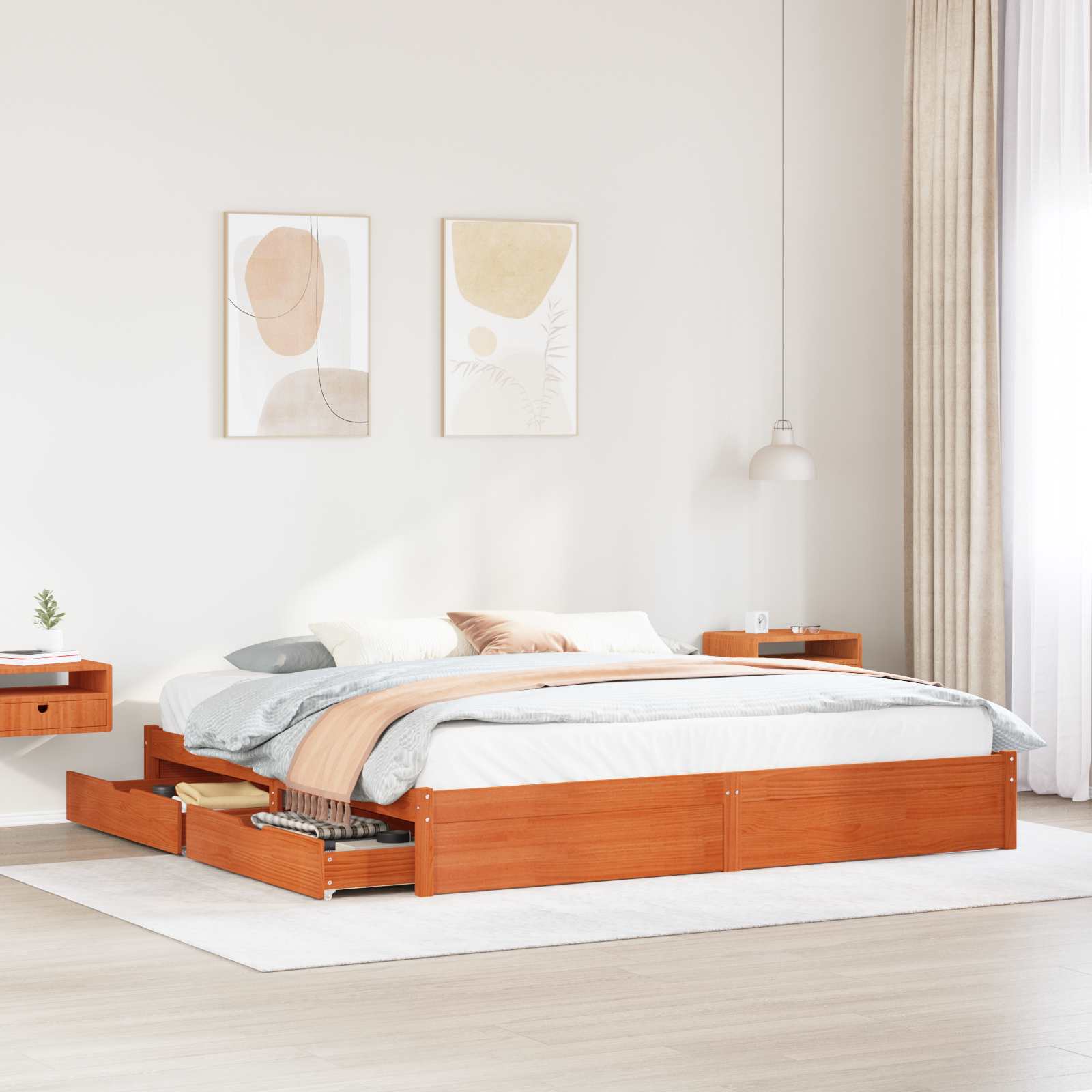 Cadre de lit Cire marron 180 x 200 cm Bois de Pin Massif - XIOS