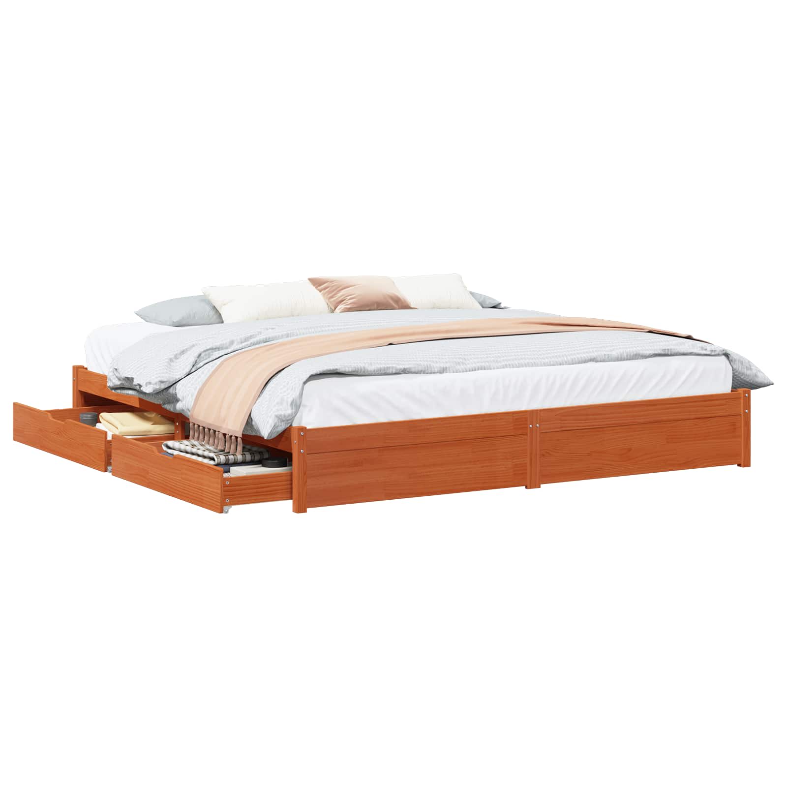 Cadre de lit Cire marron 180 x 200 cm Bois de Pin Massif - XIOS