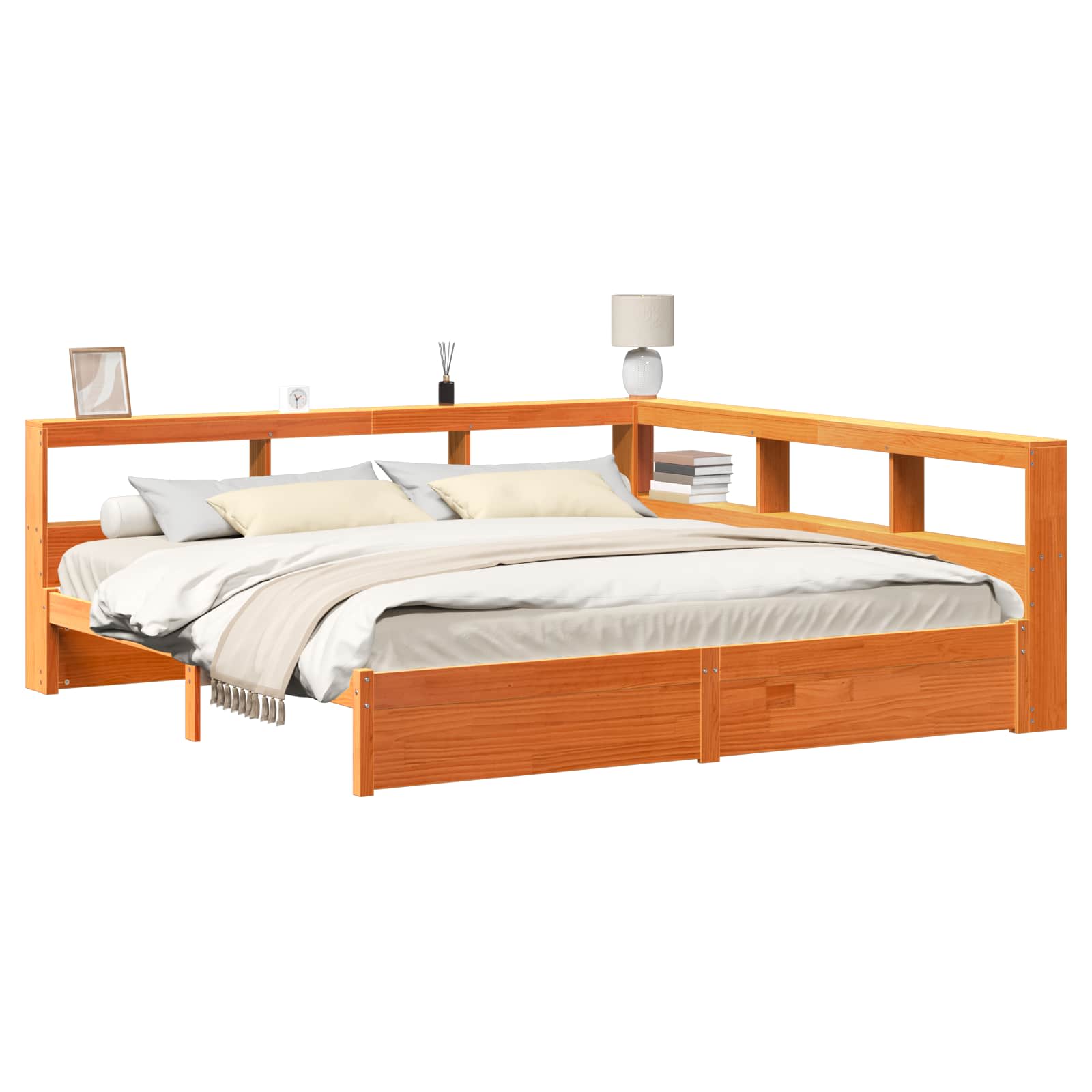 Lit Bibliothèque avec stockage 2 pcs Cire marron 200 x 200 cm - XIOS