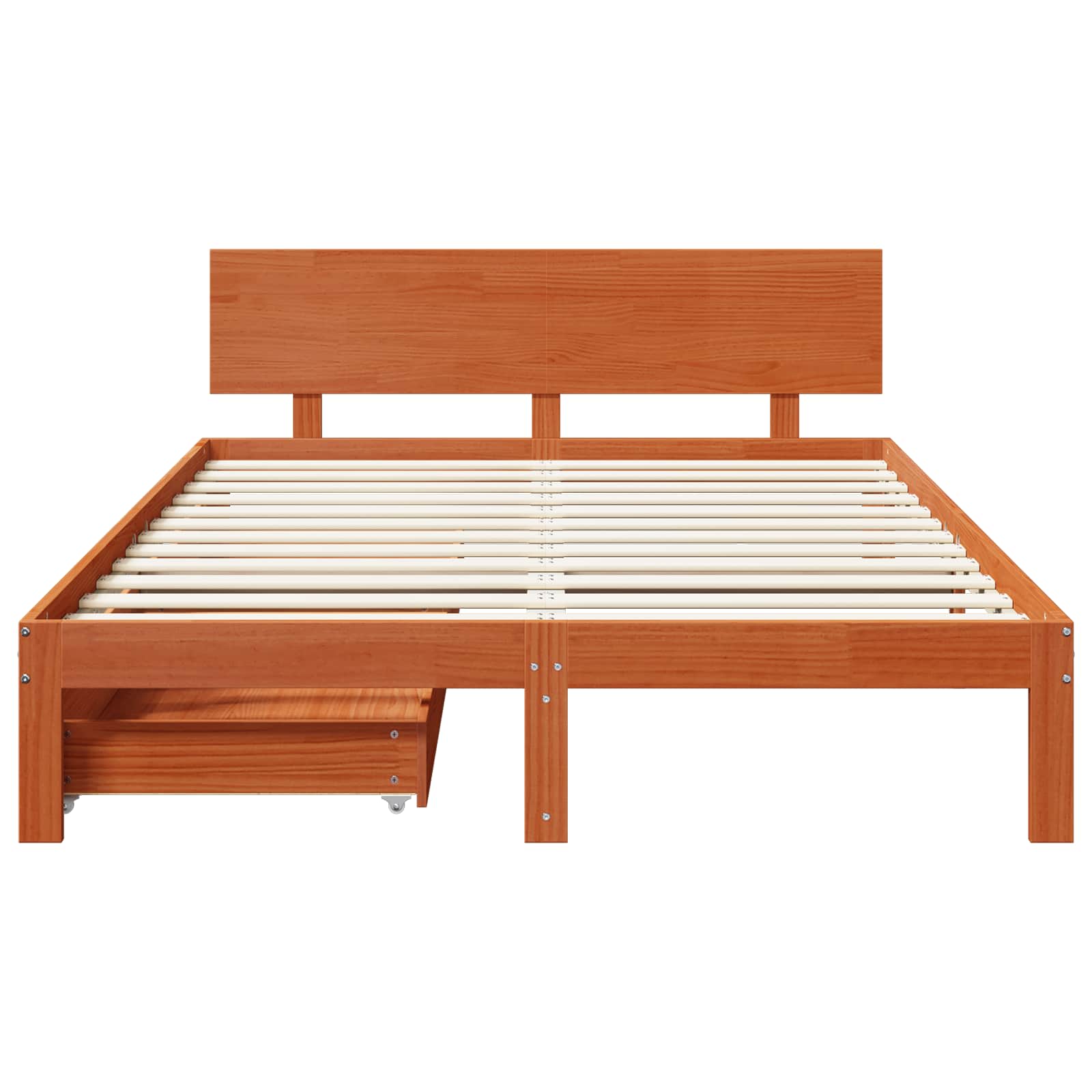 Cadre de lit avec tiroir 3 pcs Cire marron Bois de Pin Massif - XIOS