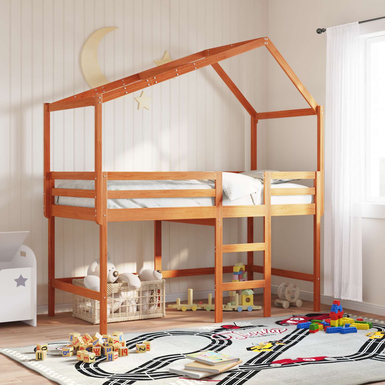 Cadre de lit mezzanine Brun Ciré 90 x 190 cm Pin massif - XIOS
