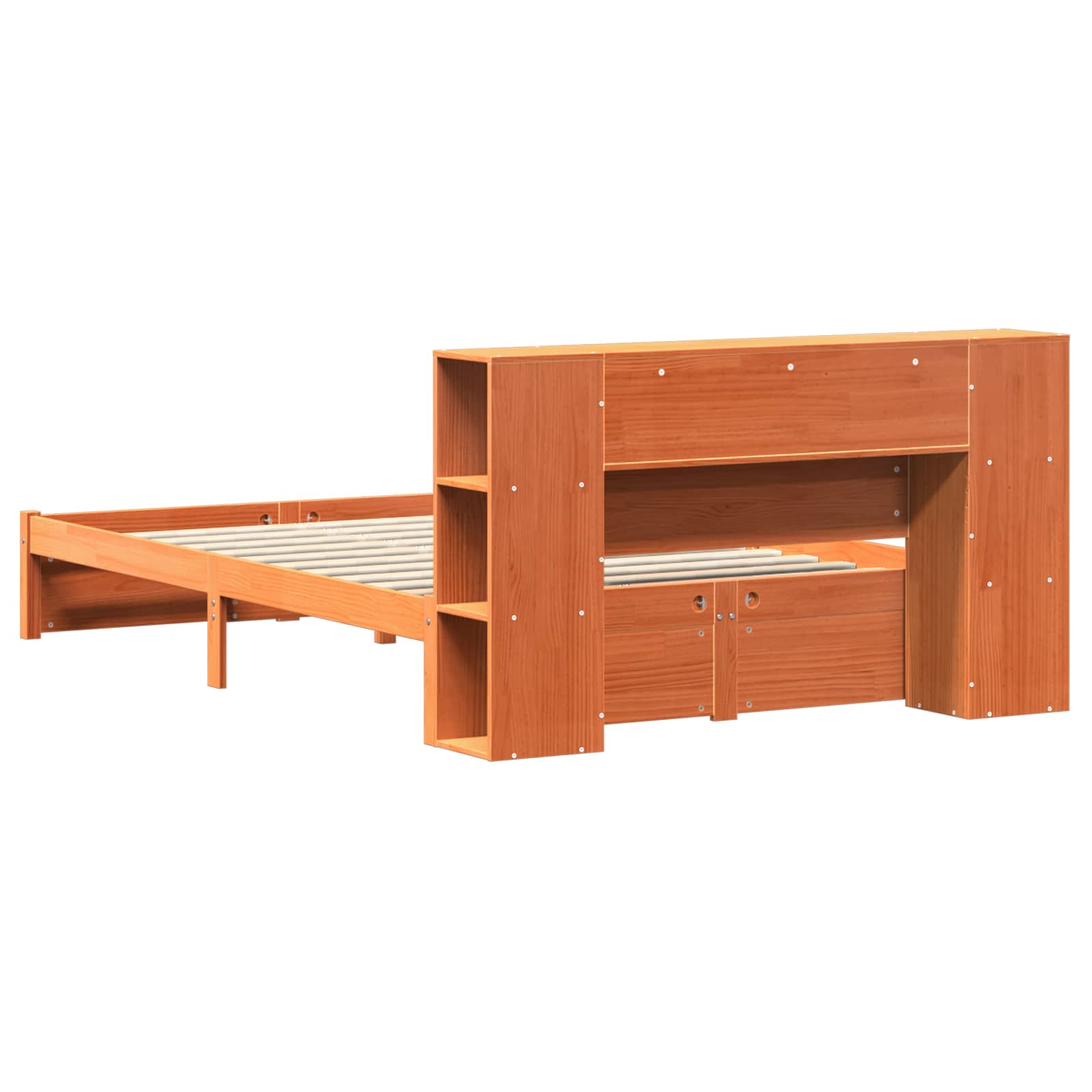 Cadre de lit avec tête de lit de rangement 2 pcs Cire marron - XIOS
