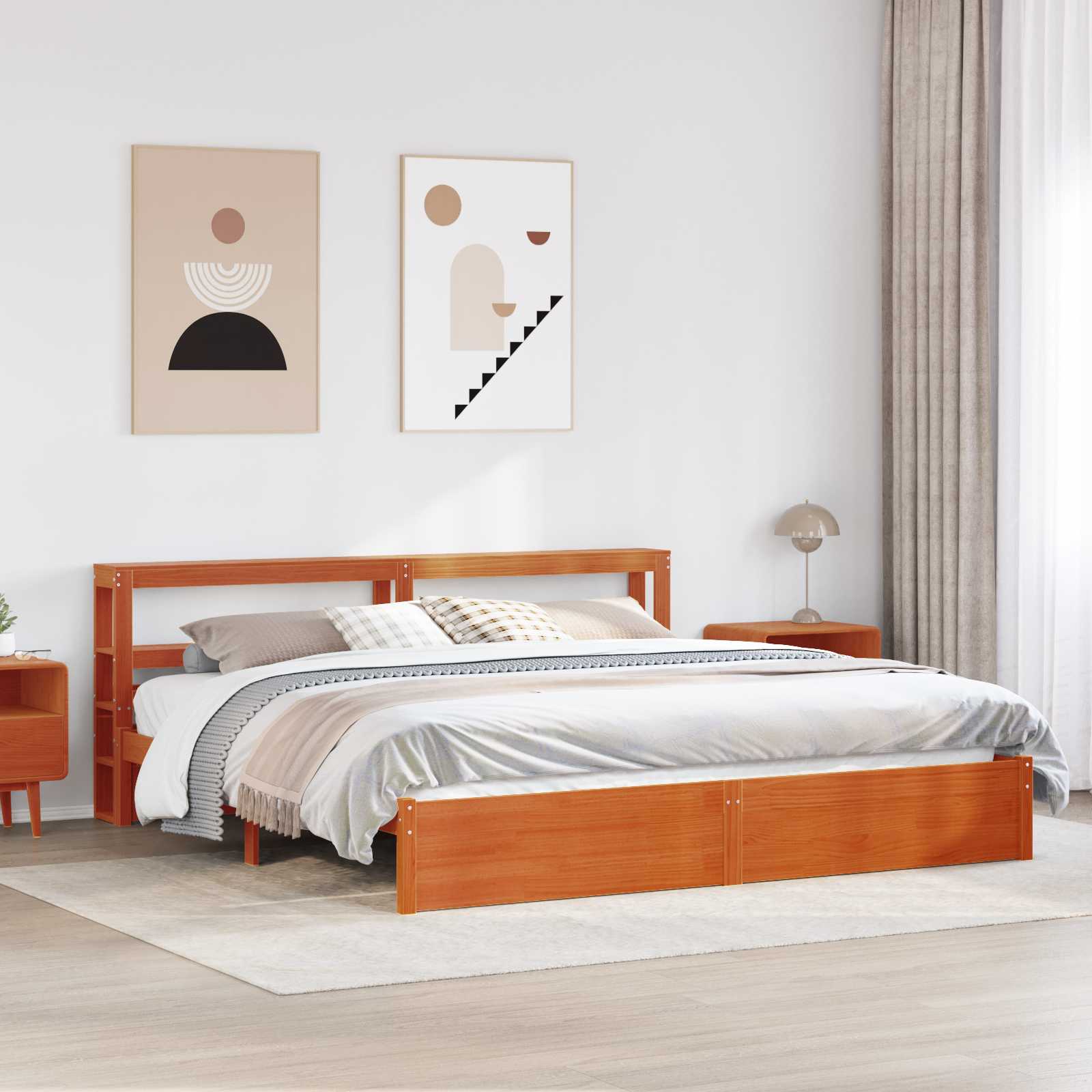 Cadre de lit Cire marron 180 x 200 cm Bois de Pin Massif - XIOS