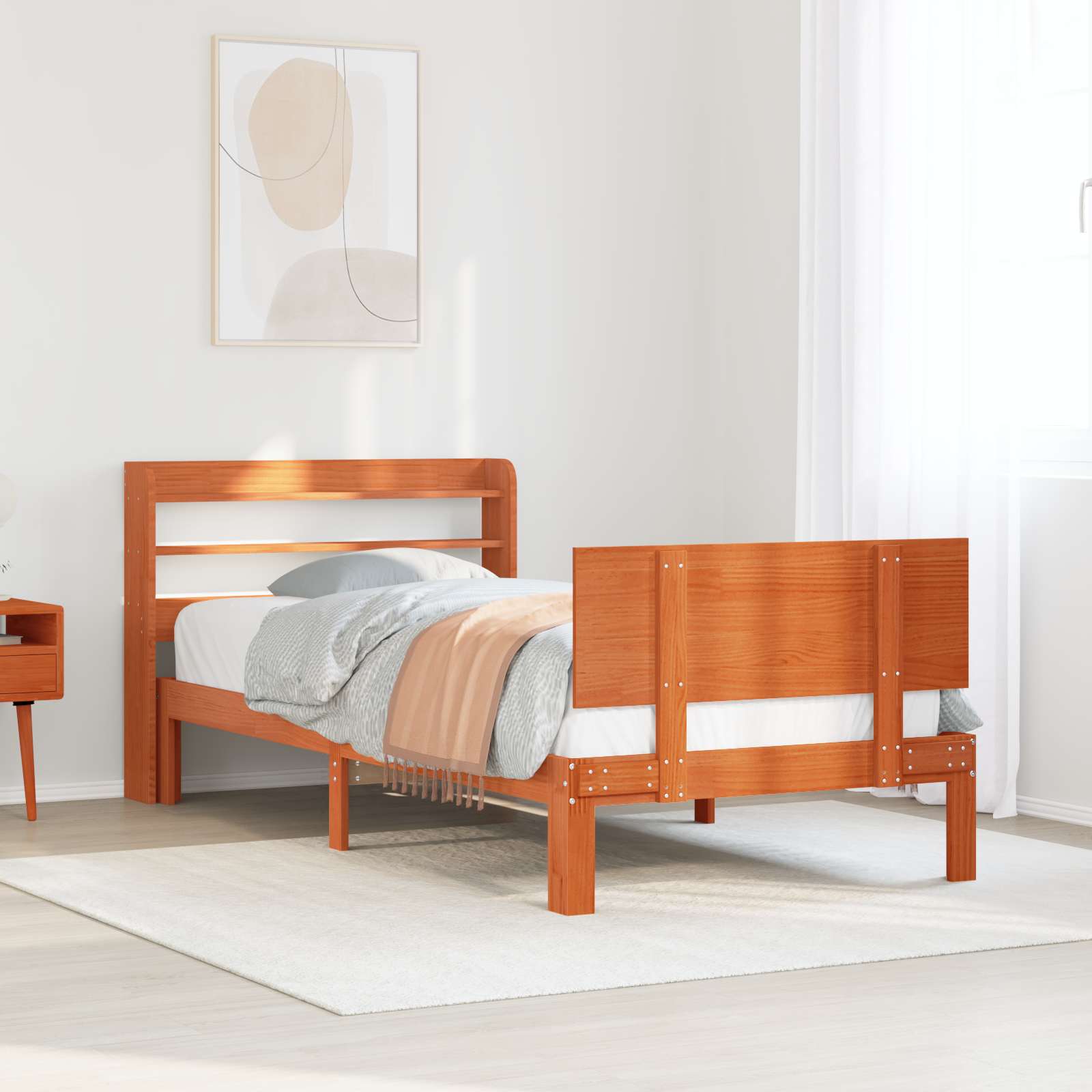 Cadre de lit avec stockage 2 pcs Cire marron Bois de Pin Massif - XIOS