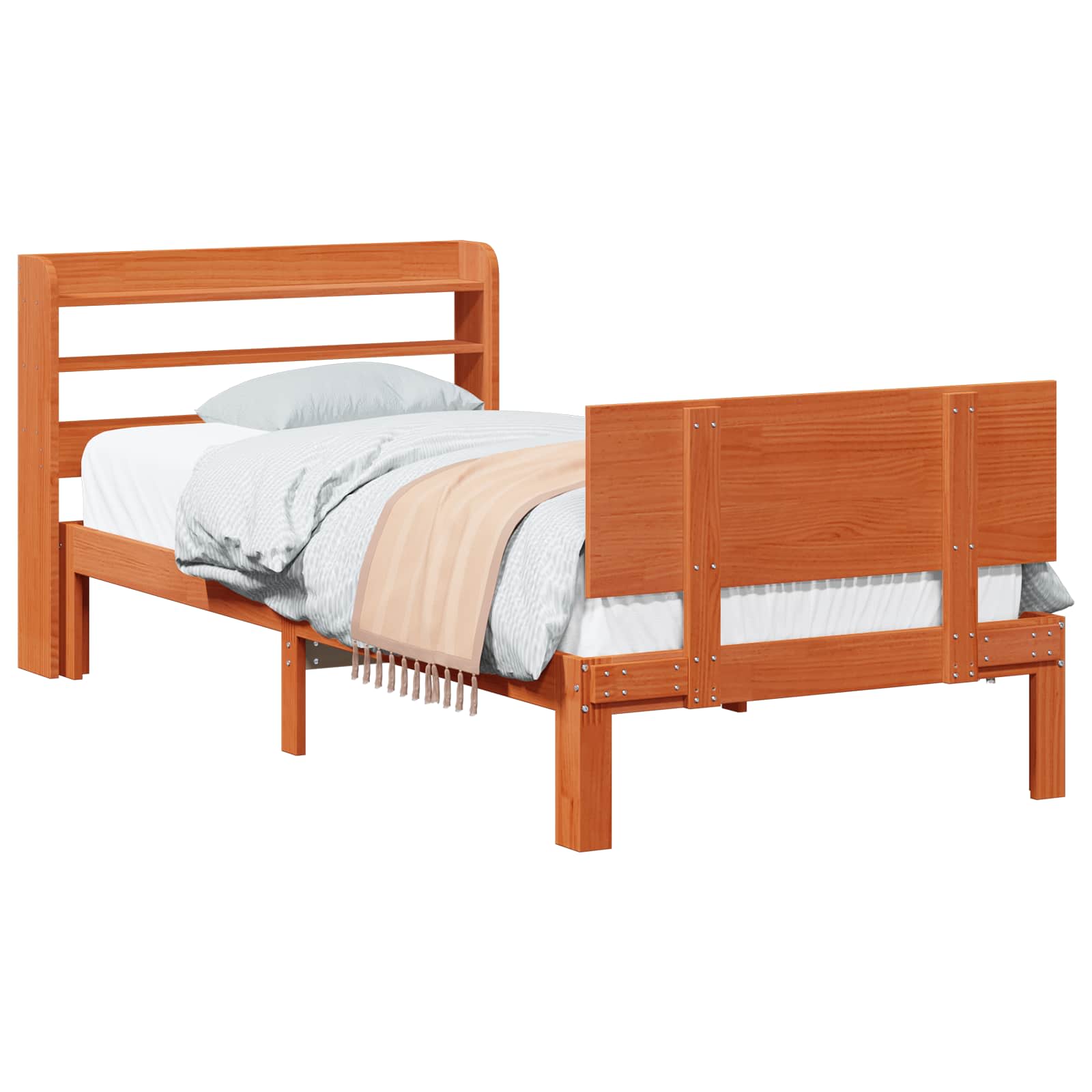 Cadre de lit avec stockage 2 pcs Cire marron Bois de Pin Massif - XIOS