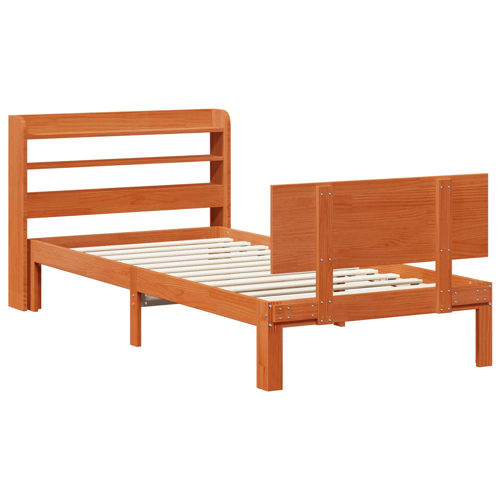 Cadre de lit avec stockage 2 pcs Cire marron Bois de Pin Massif - XIOS