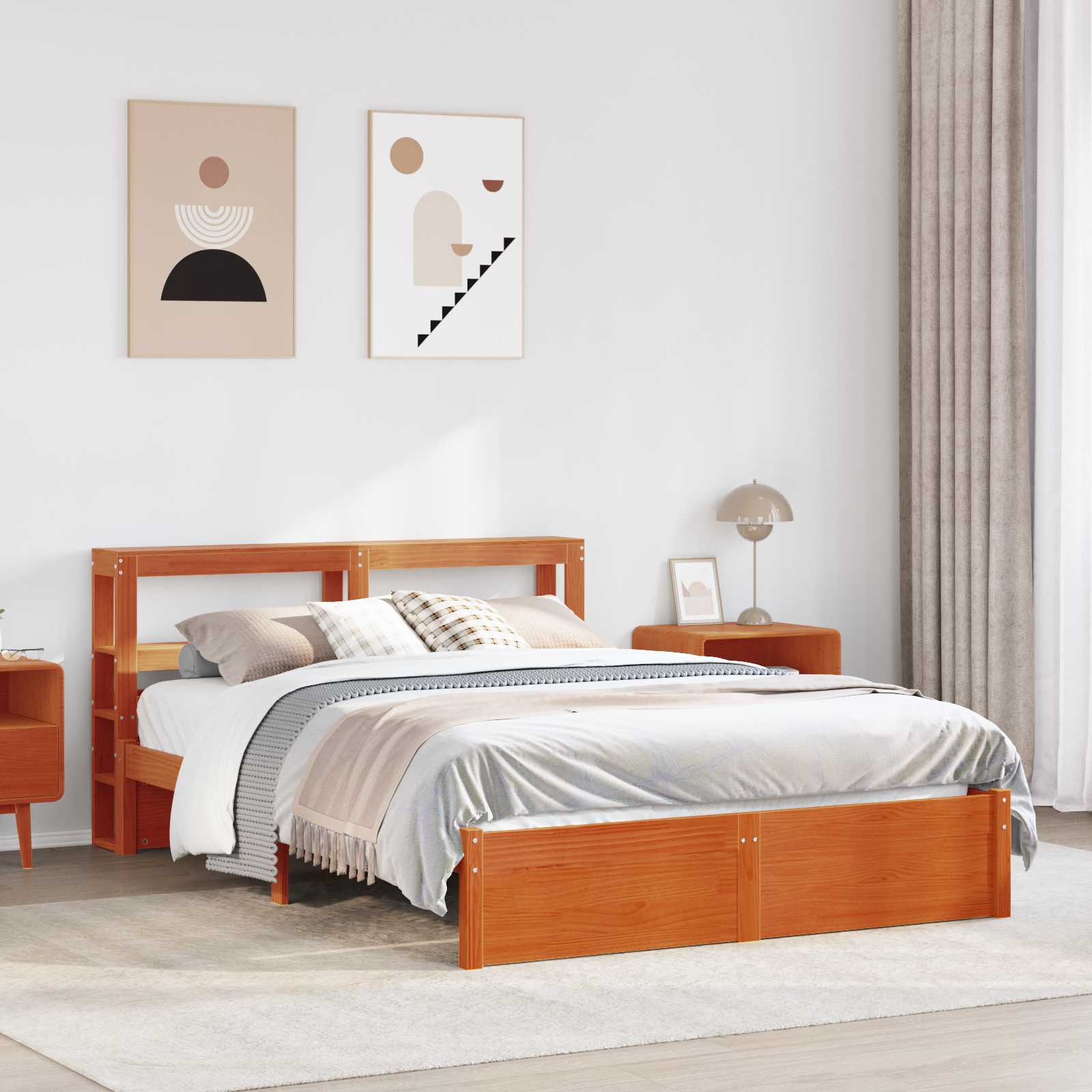 Cadre de lit Cire marron 160 x 200 cm Bois de Pin Massif - XIOS