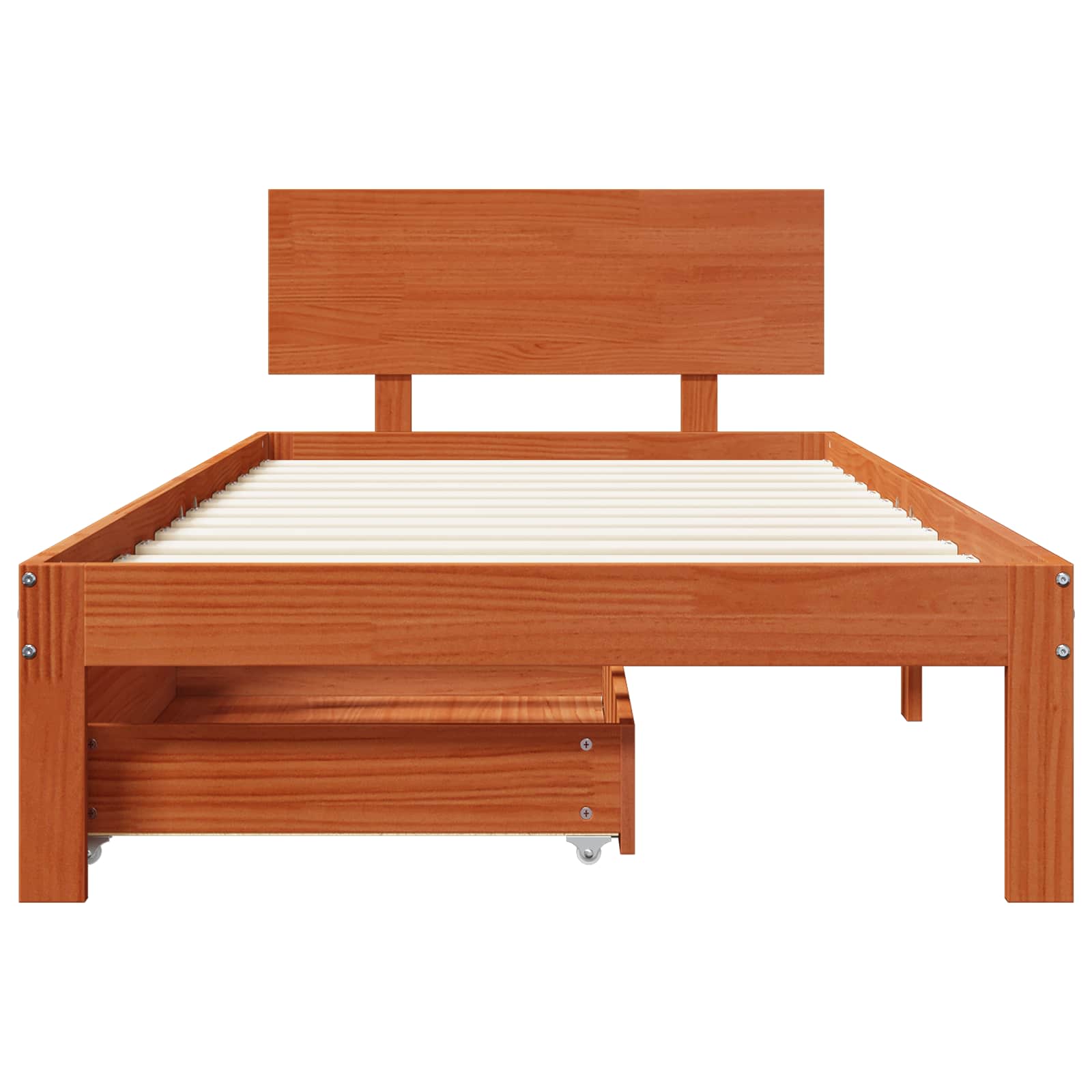 Cadre de lit avec tiroir 3 pcs Cire marron Bois de Pin Massif - XIOS