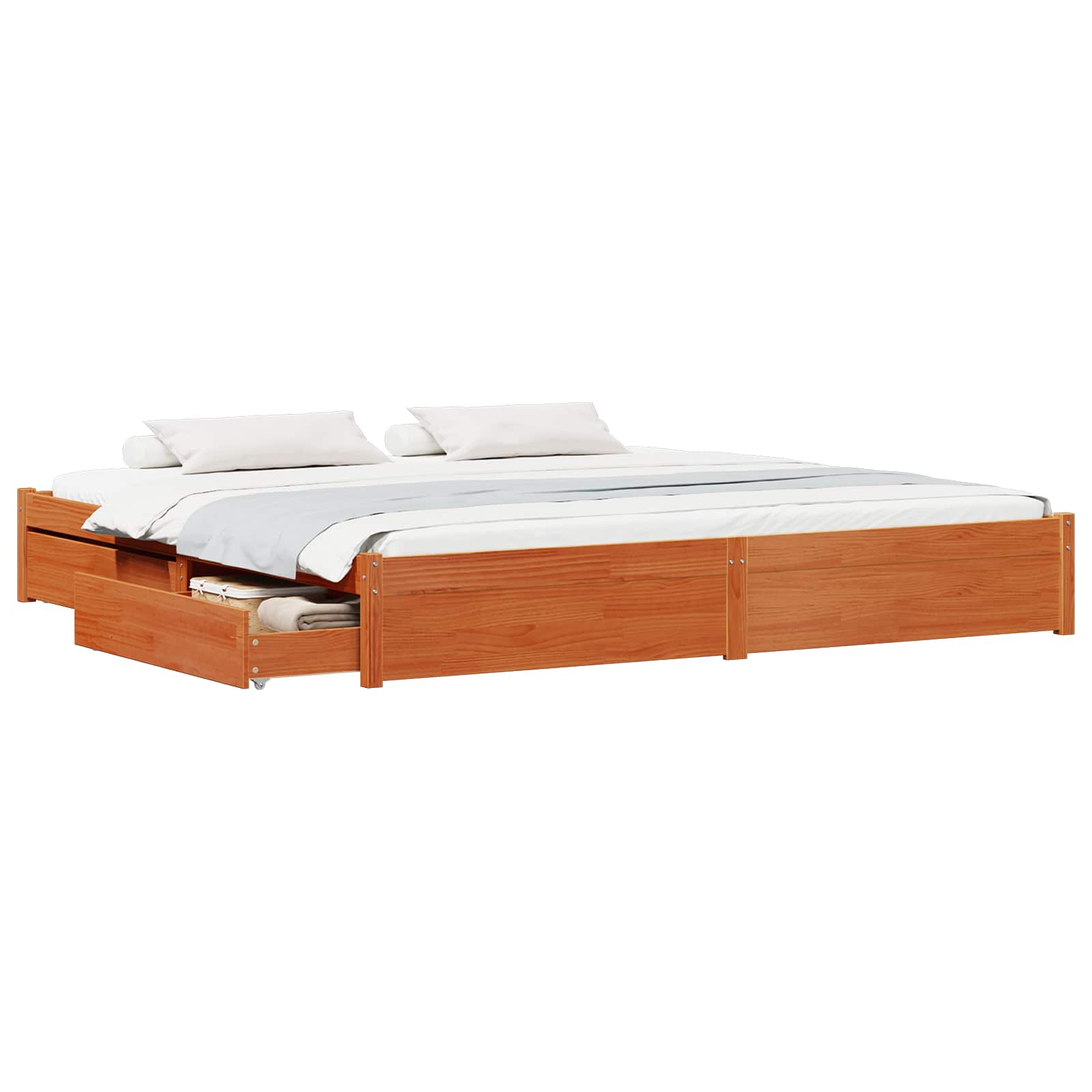 Cadre de lit Cire marron 200 x 200 cm Bois de Pin Massif - XIOS
