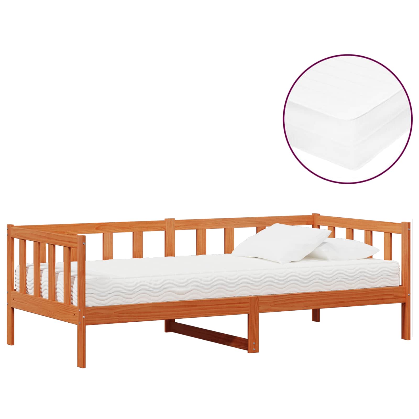 Lit d'appoint avec matelas Brun ciré et blanc 90 x 200 cm - XIOS